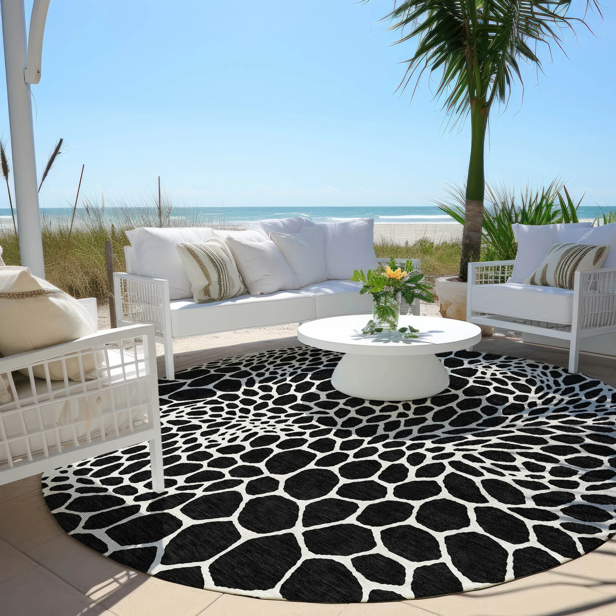 Machine Washable Indoor/ Outdoor Chantille Animal Print Rug