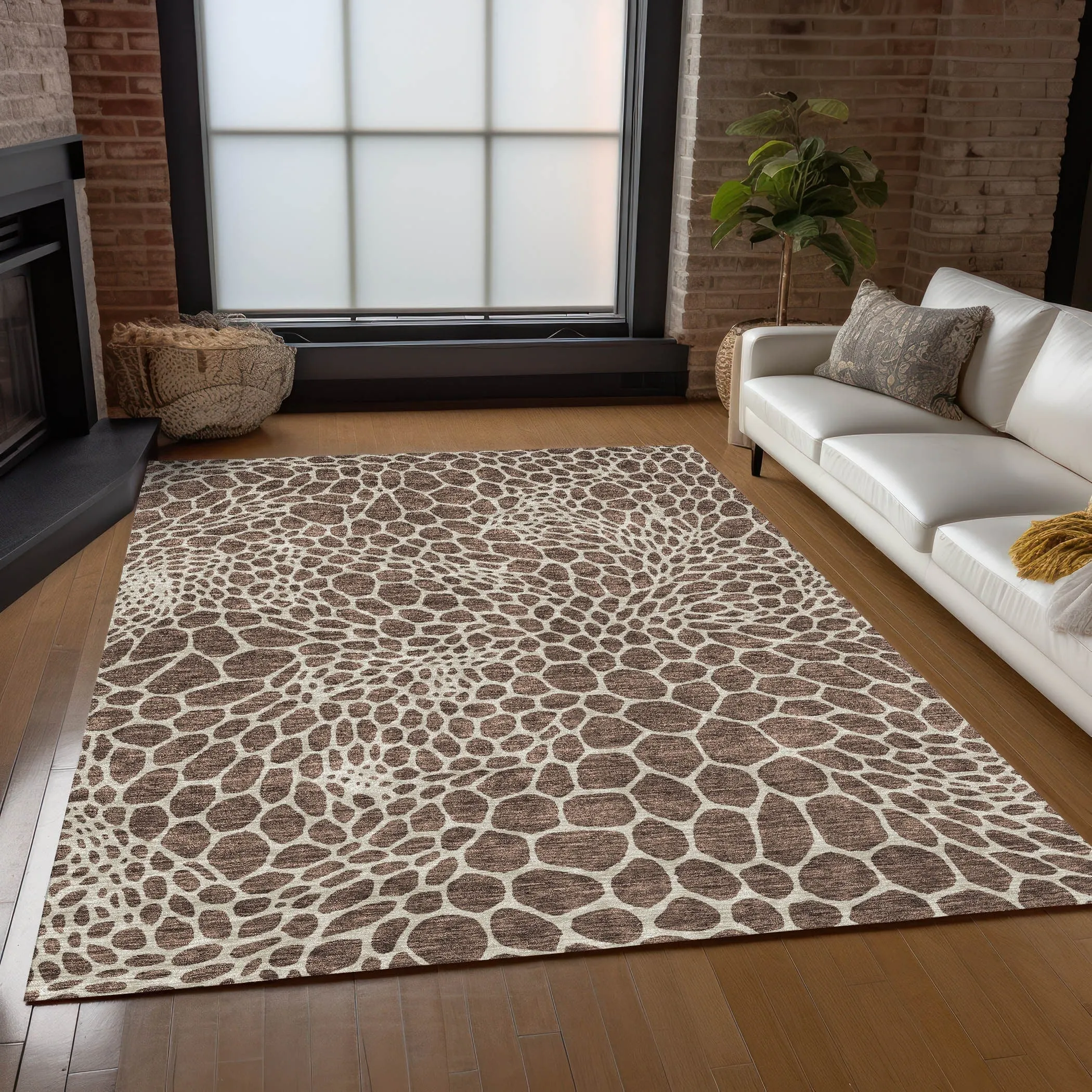 Machine Washable Indoor/ Outdoor Chantille Animal Print Rug