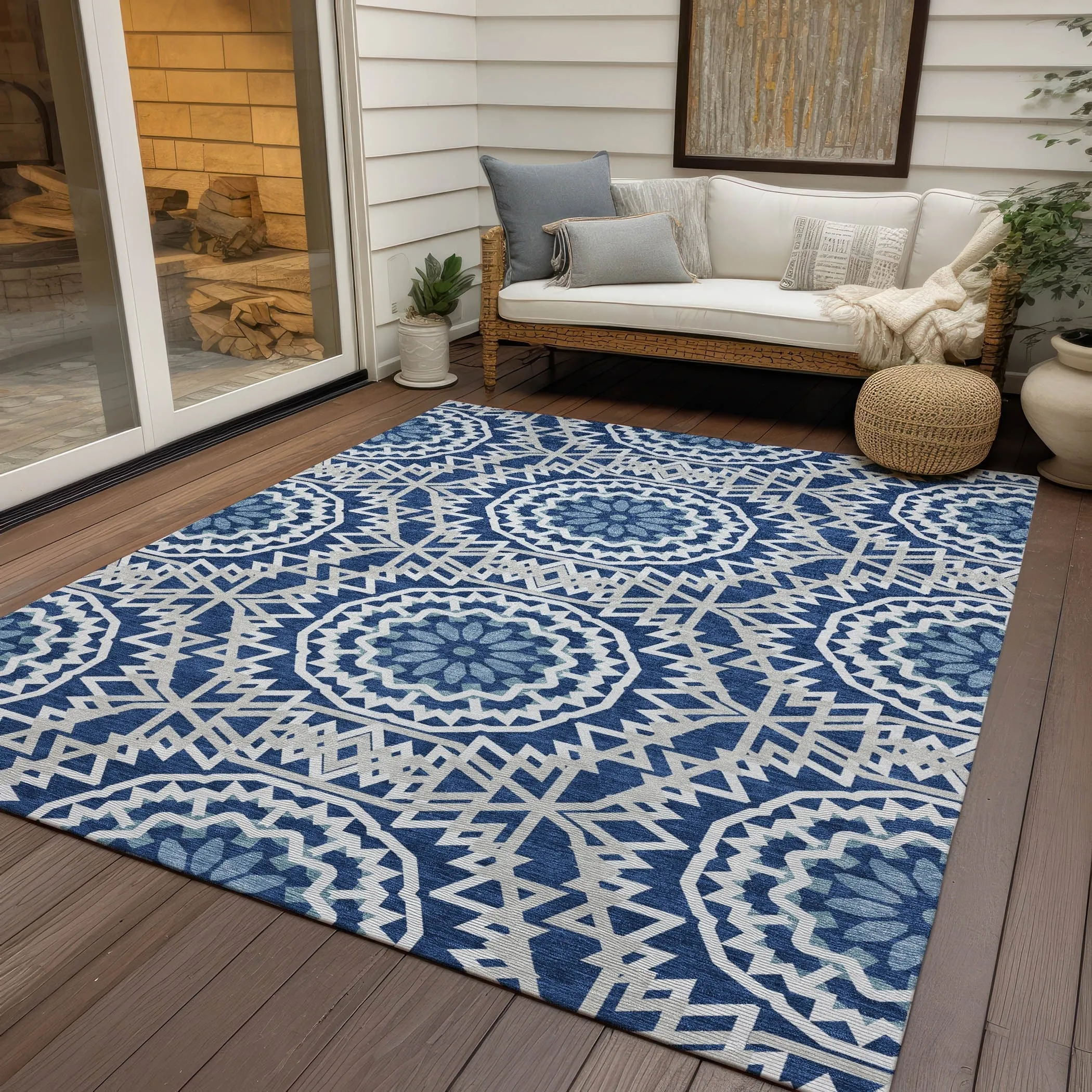 Machine Washable Indoor/ Outdoor Chantille Boho Global Rug