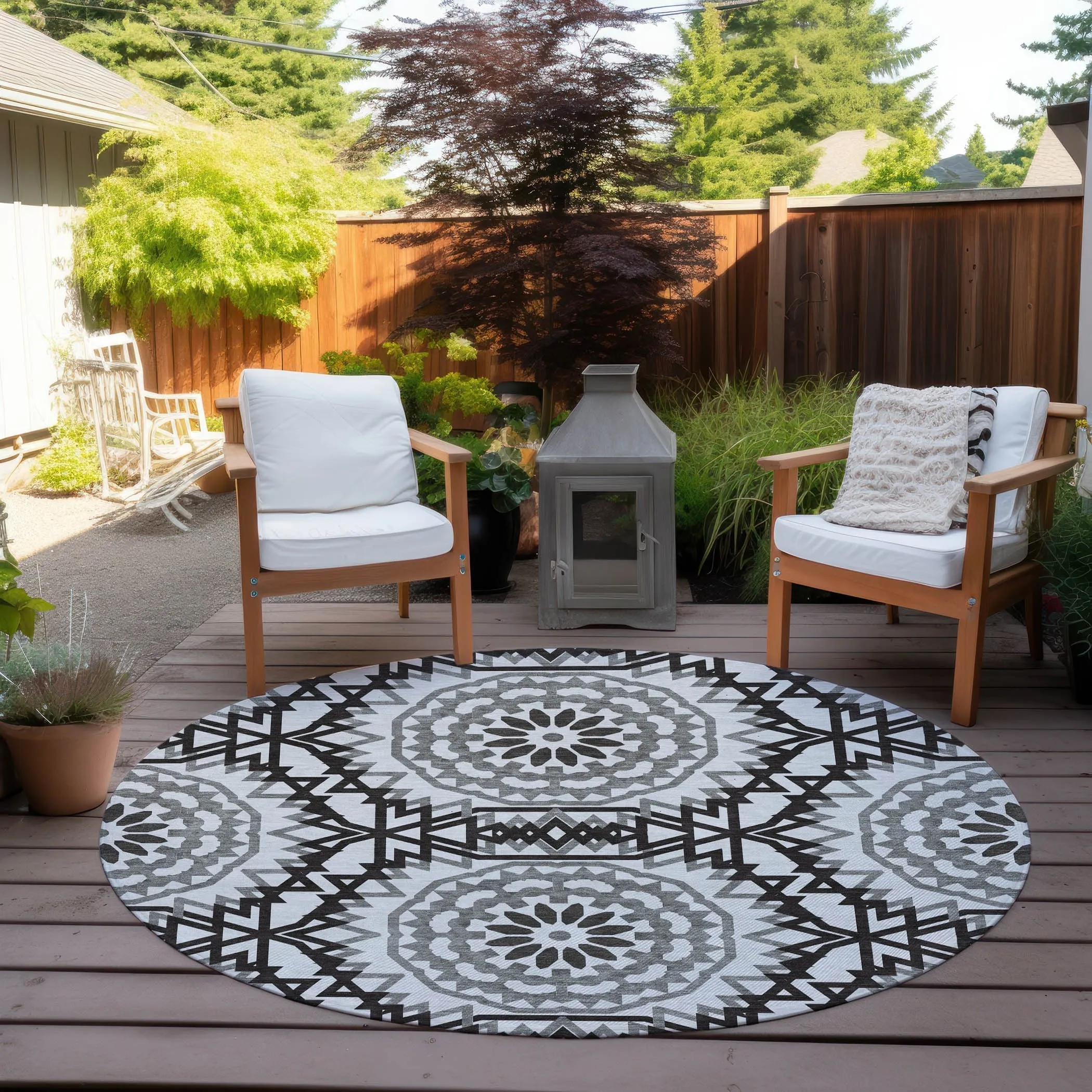 Machine Washable Indoor/ Outdoor Chantille Boho Global Rug