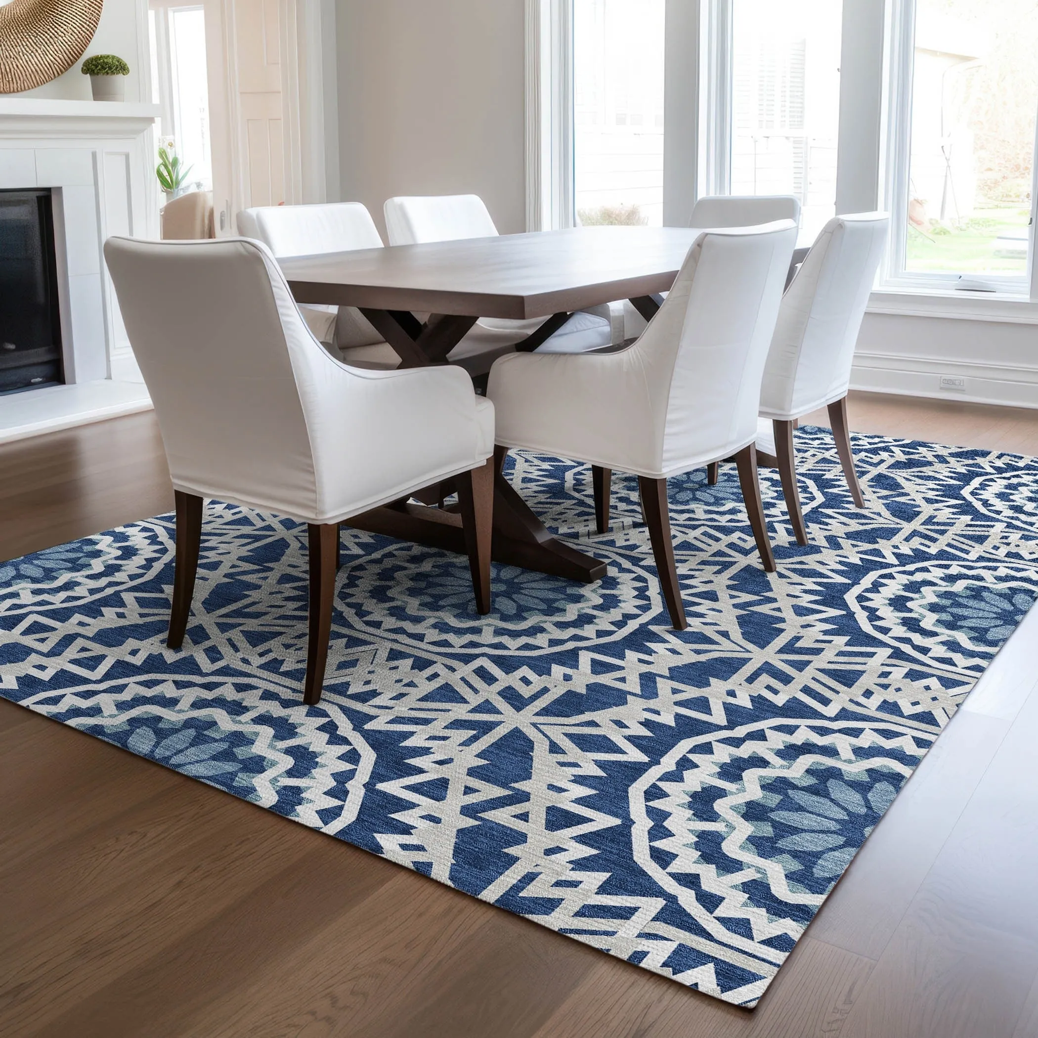Machine Washable Indoor/ Outdoor Chantille Boho Global Rug
