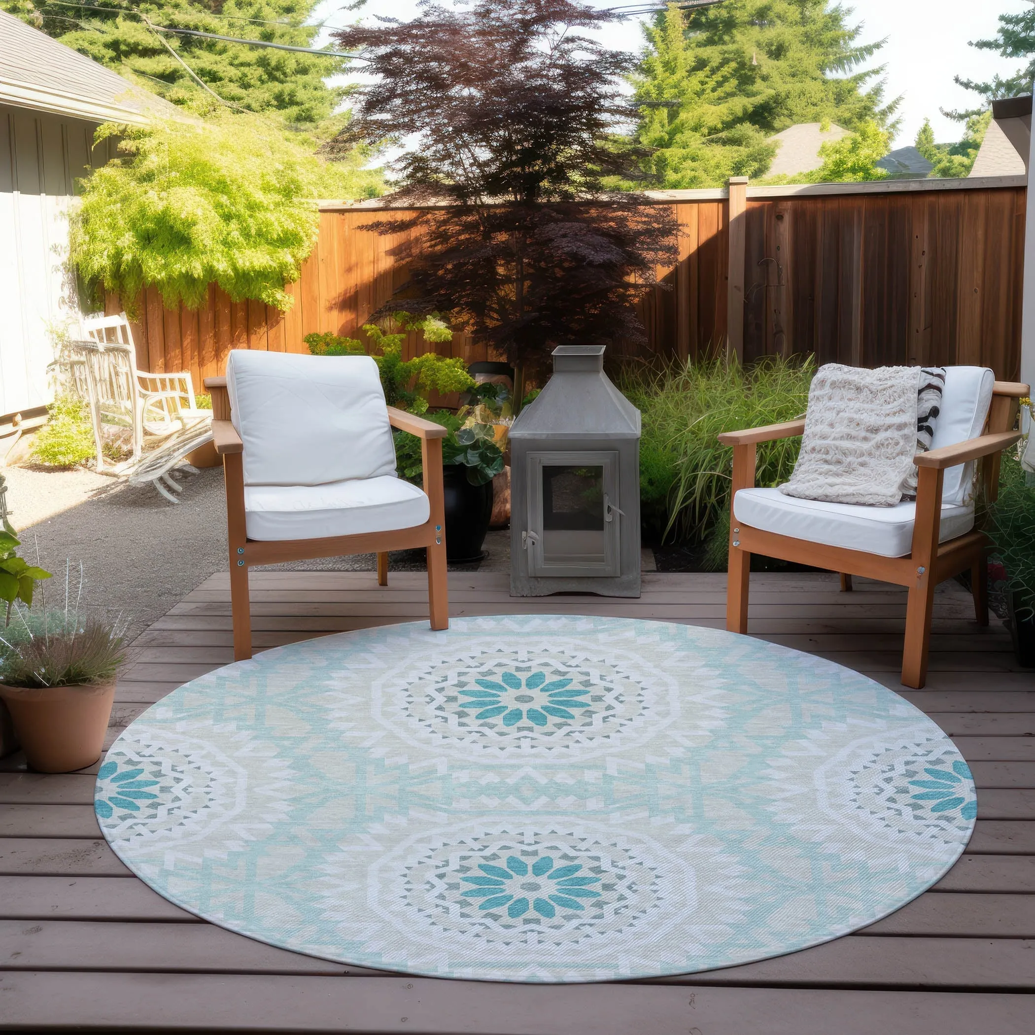 Machine Washable Indoor/ Outdoor Chantille Boho Global Rug