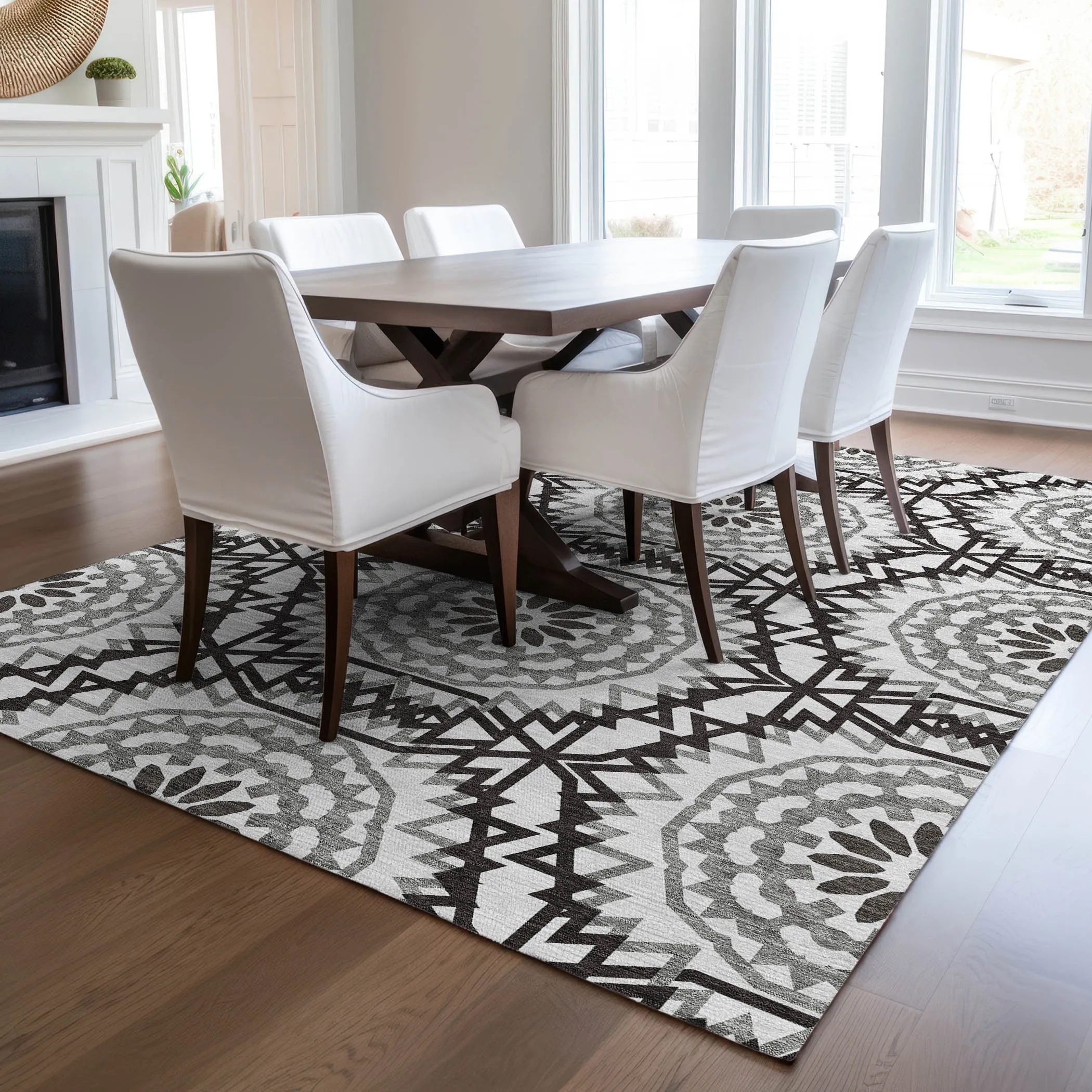 Machine Washable Indoor/ Outdoor Chantille Boho Global Rug