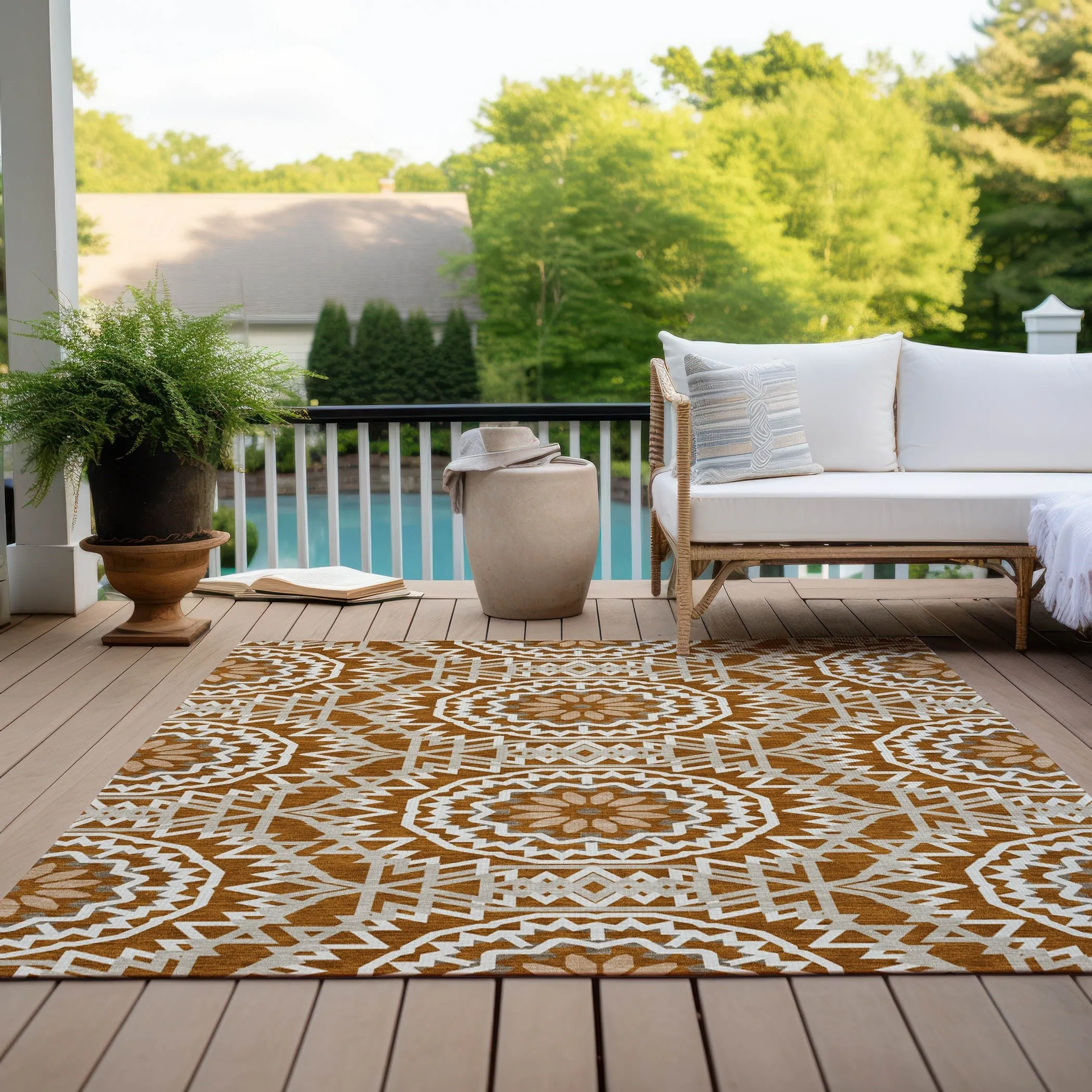 Machine Washable Indoor/ Outdoor Chantille Boho Global Rug