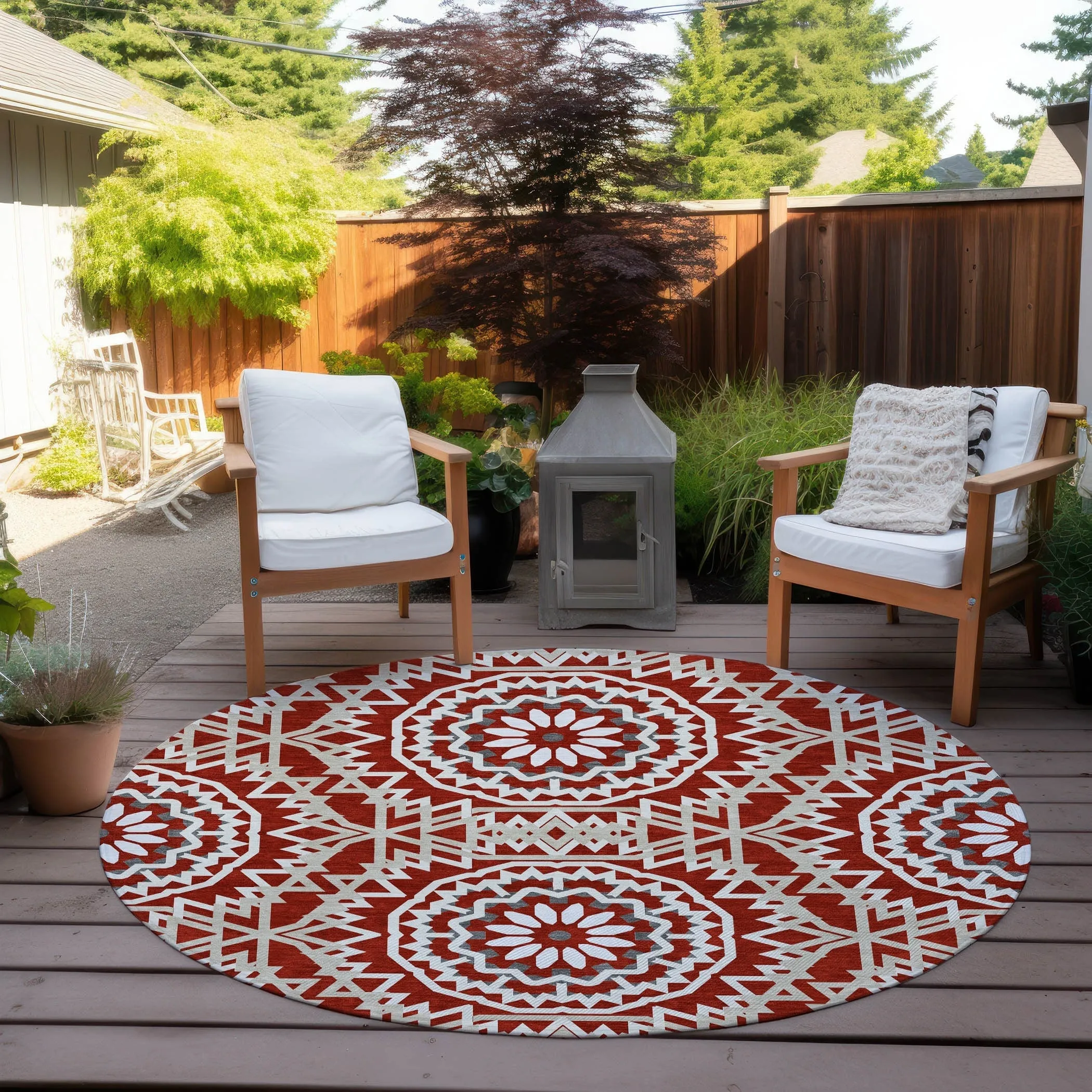 Machine Washable Indoor/ Outdoor Chantille Boho Global Rug