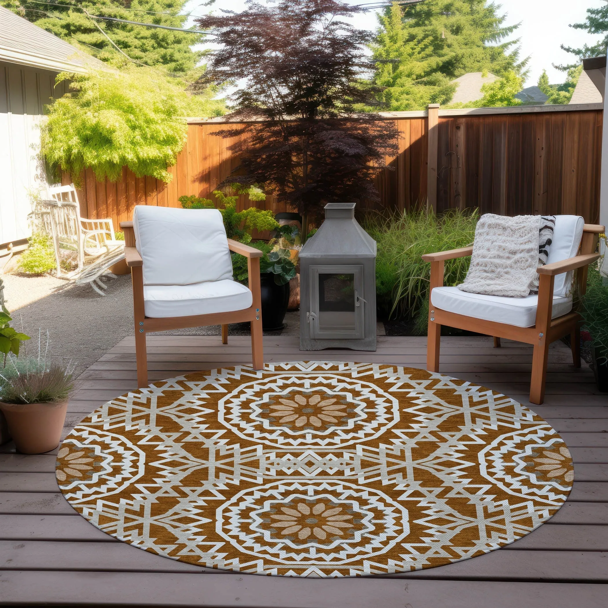 Machine Washable Indoor/ Outdoor Chantille Boho Global Rug