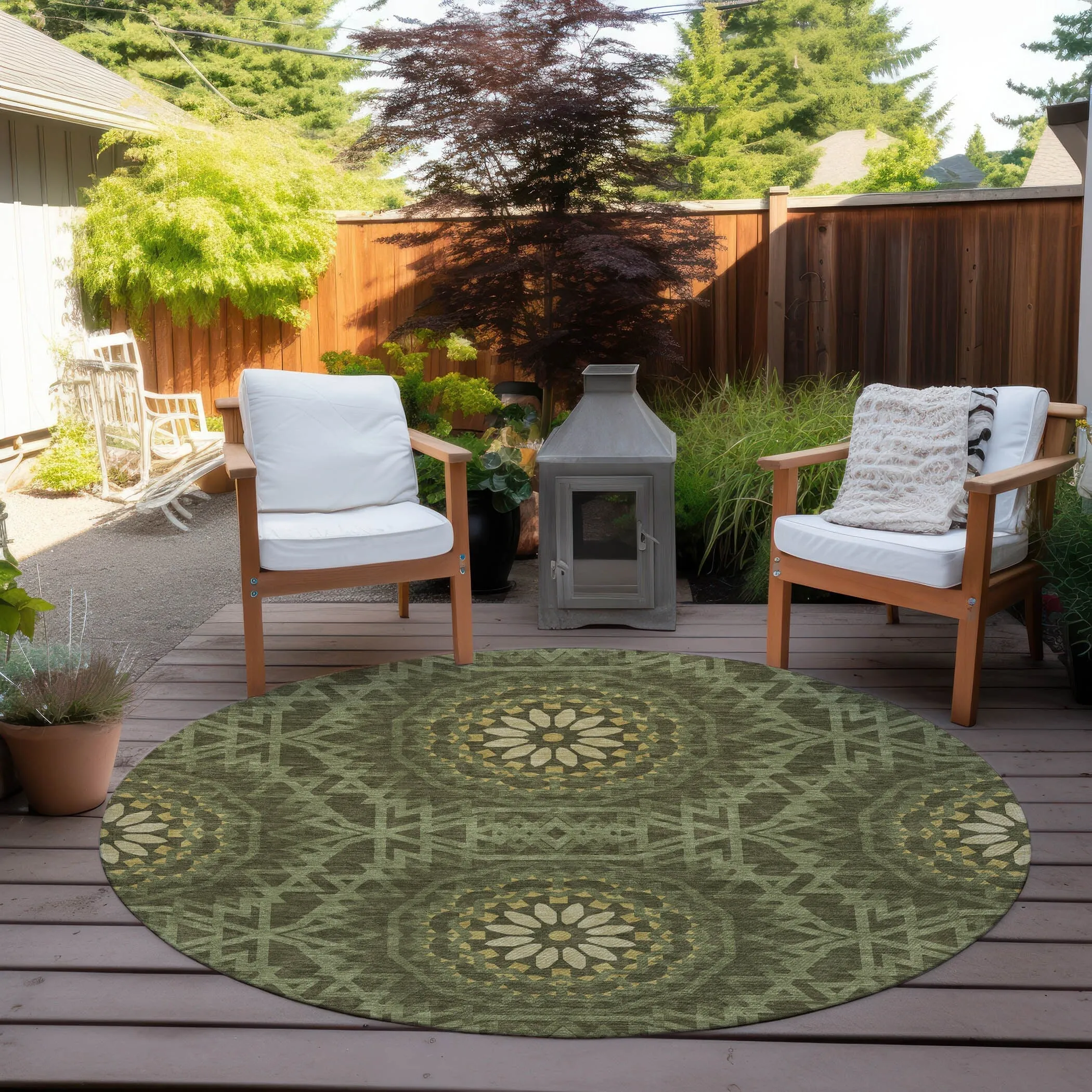 Machine Washable Indoor/ Outdoor Chantille Boho Global Rug