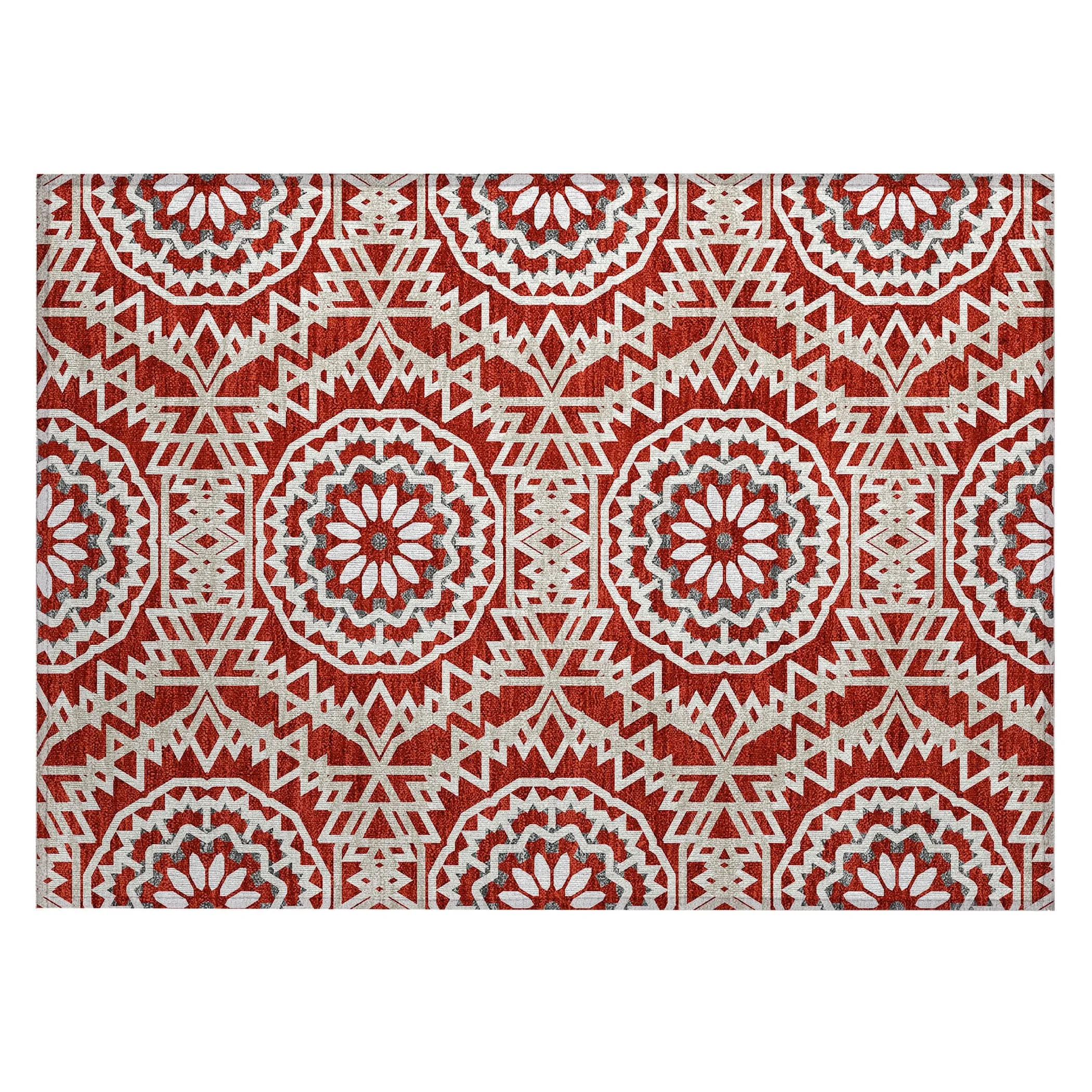 Machine Washable Indoor/ Outdoor Chantille Boho Global Rug