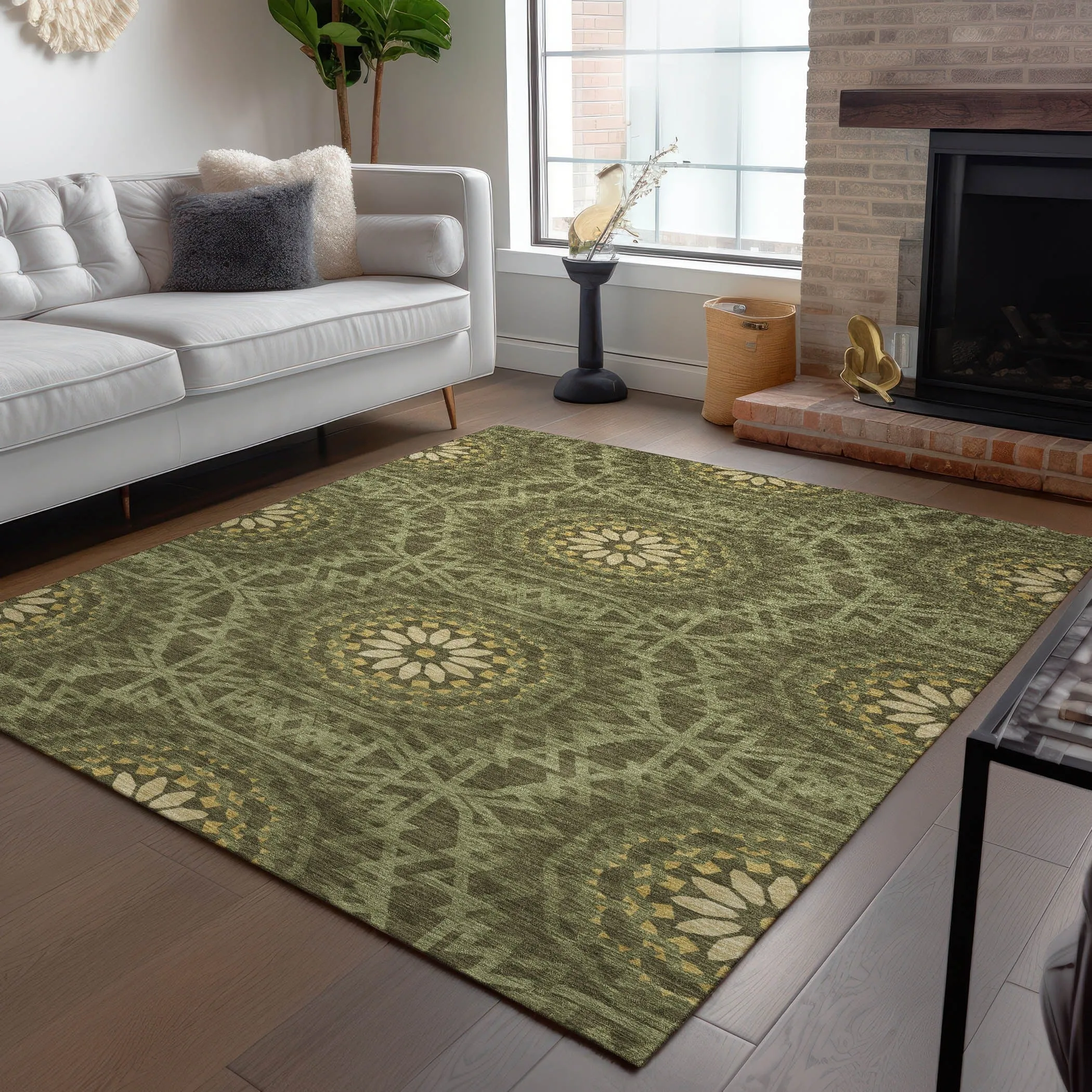 Machine Washable Indoor/ Outdoor Chantille Boho Global Rug