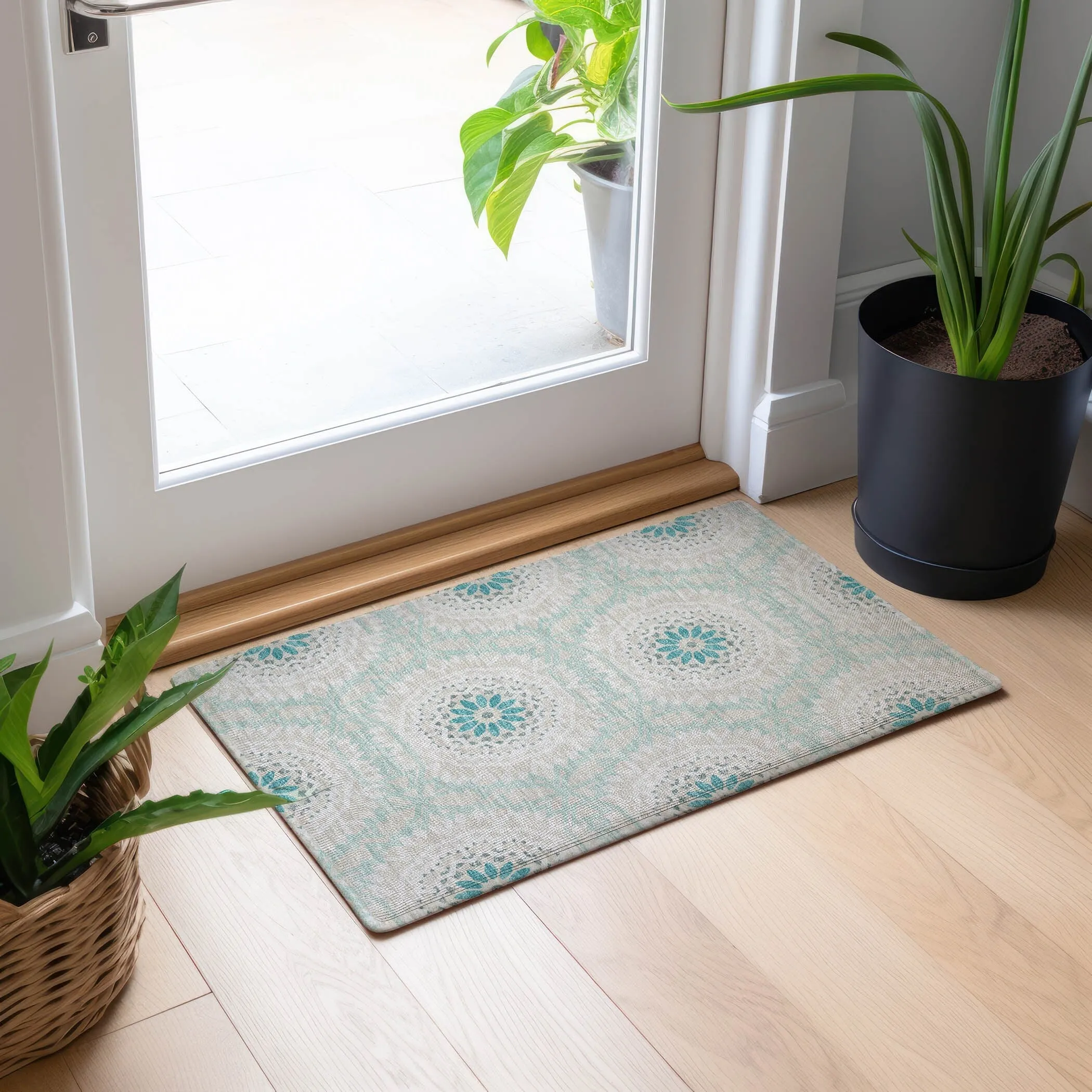 Machine Washable Indoor/ Outdoor Chantille Boho Global Rug