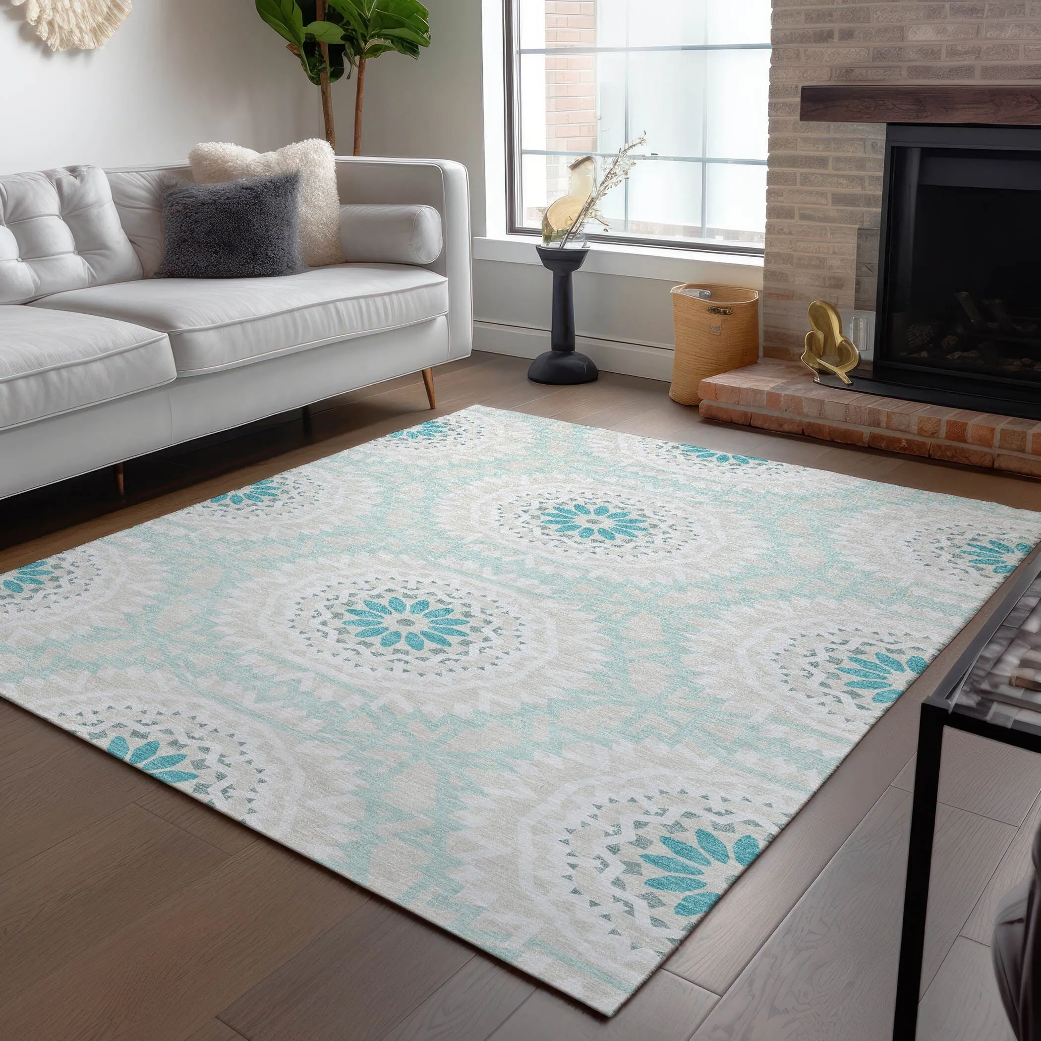 Machine Washable Indoor/ Outdoor Chantille Boho Global Rug