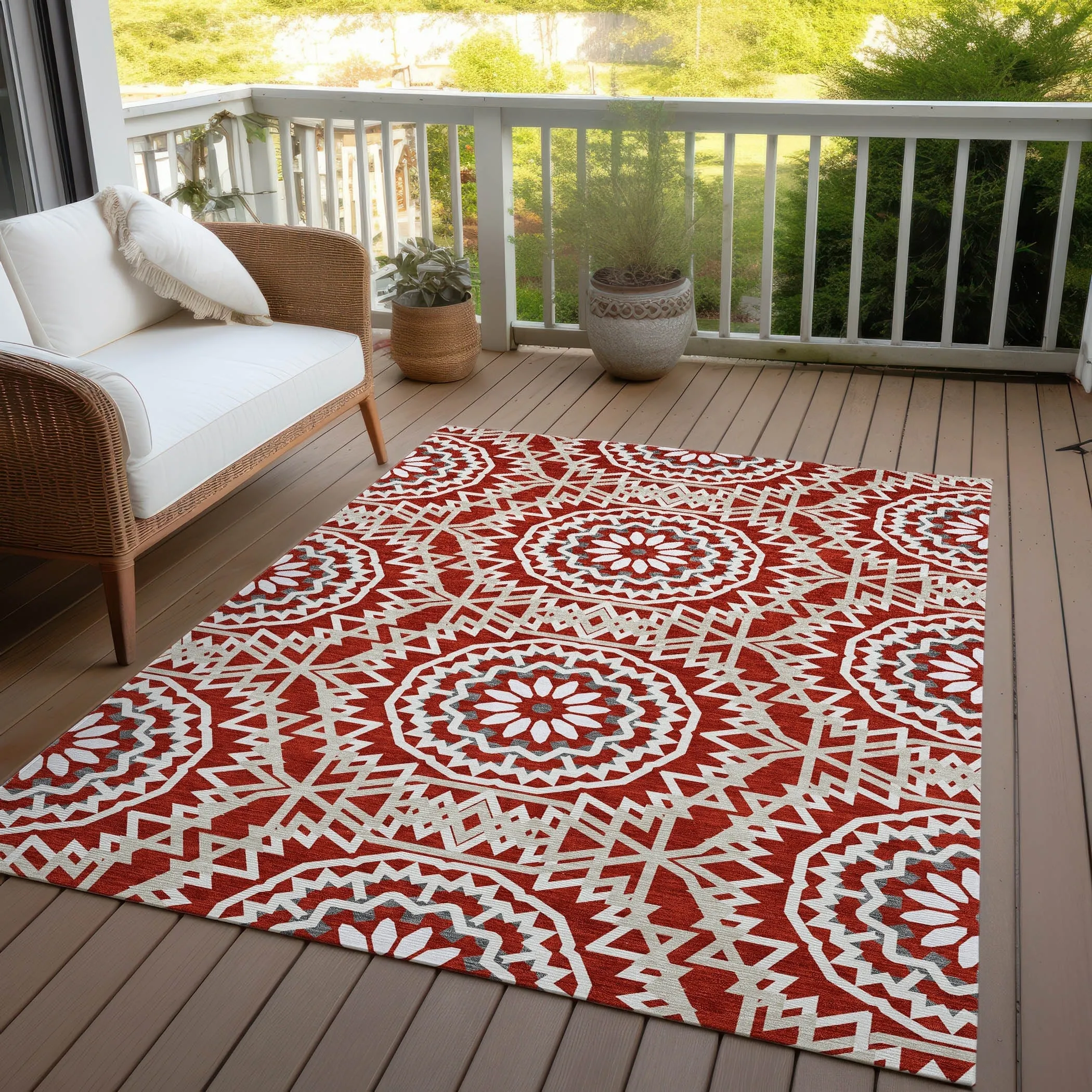 Machine Washable Indoor/ Outdoor Chantille Boho Global Rug