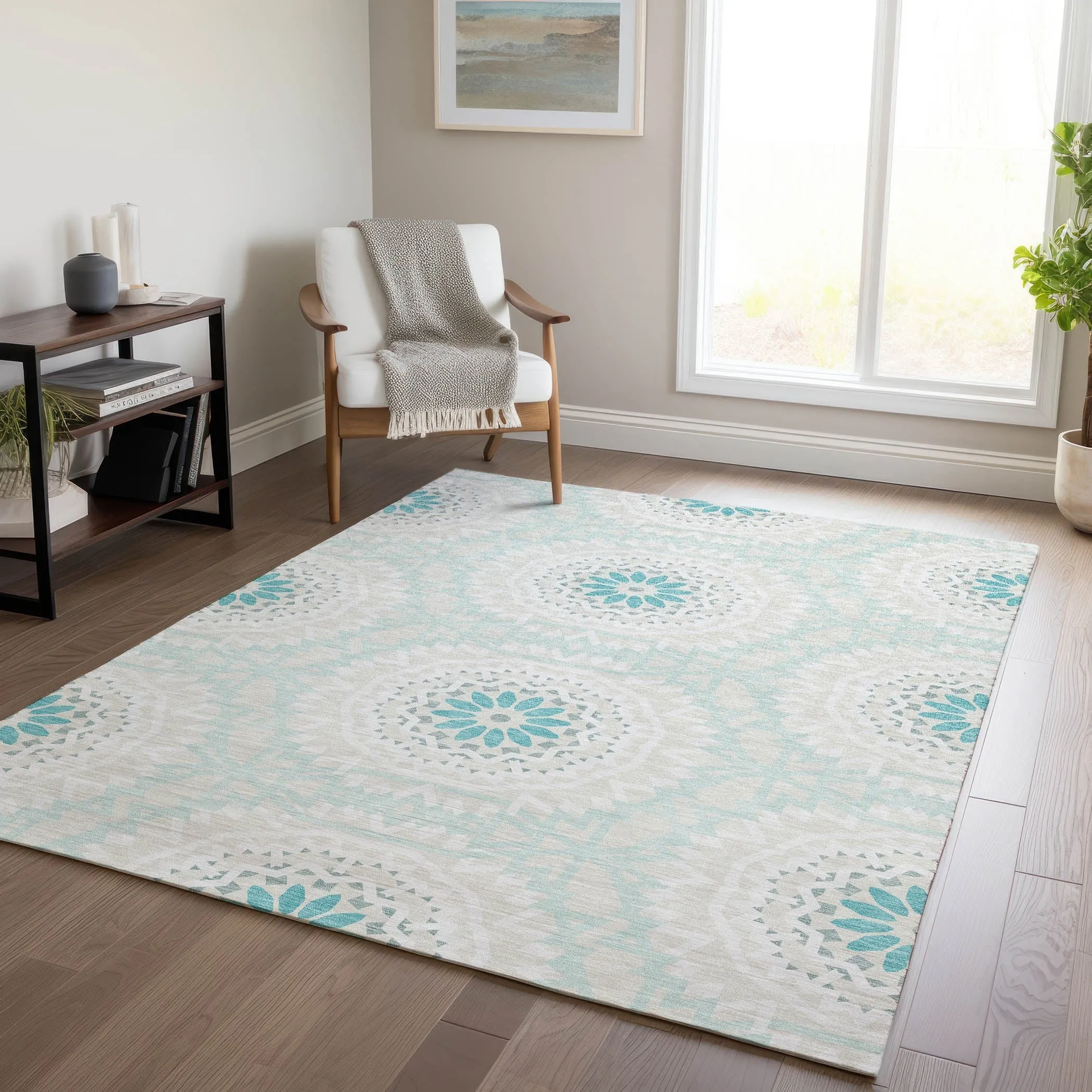 Machine Washable Indoor/ Outdoor Chantille Boho Global Rug