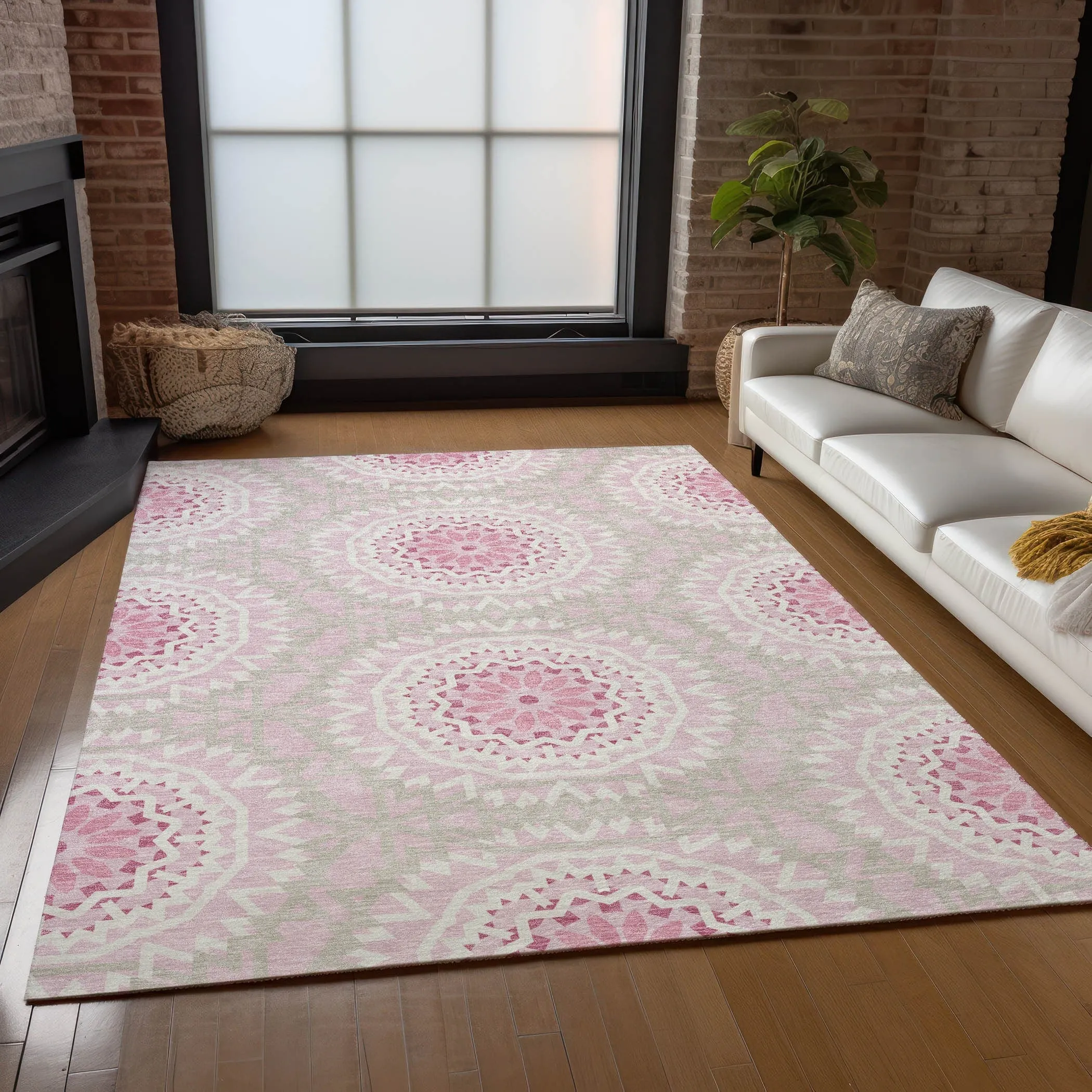 Machine Washable Indoor/ Outdoor Chantille Boho Global Rug