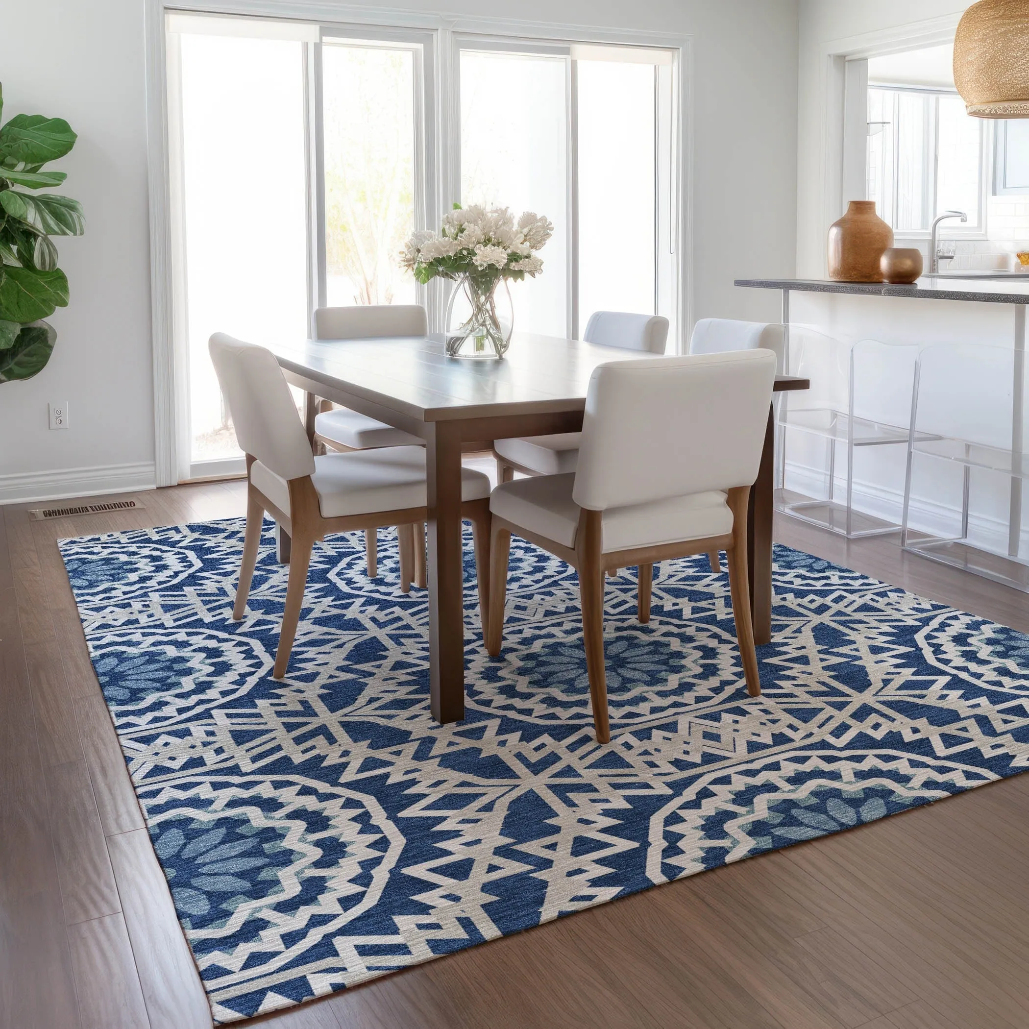 Machine Washable Indoor/ Outdoor Chantille Boho Global Rug