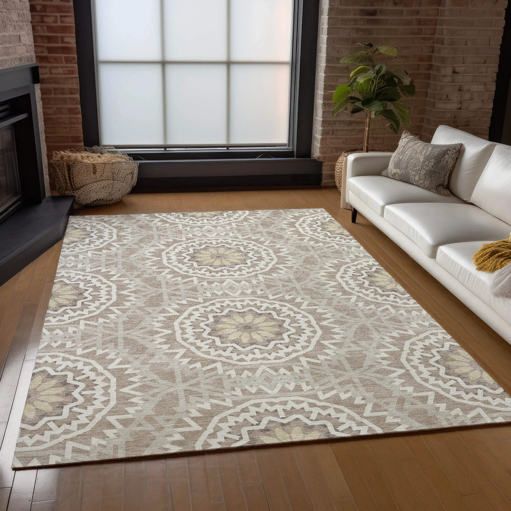 Machine Washable Indoor/ Outdoor Chantille Boho Global Rug