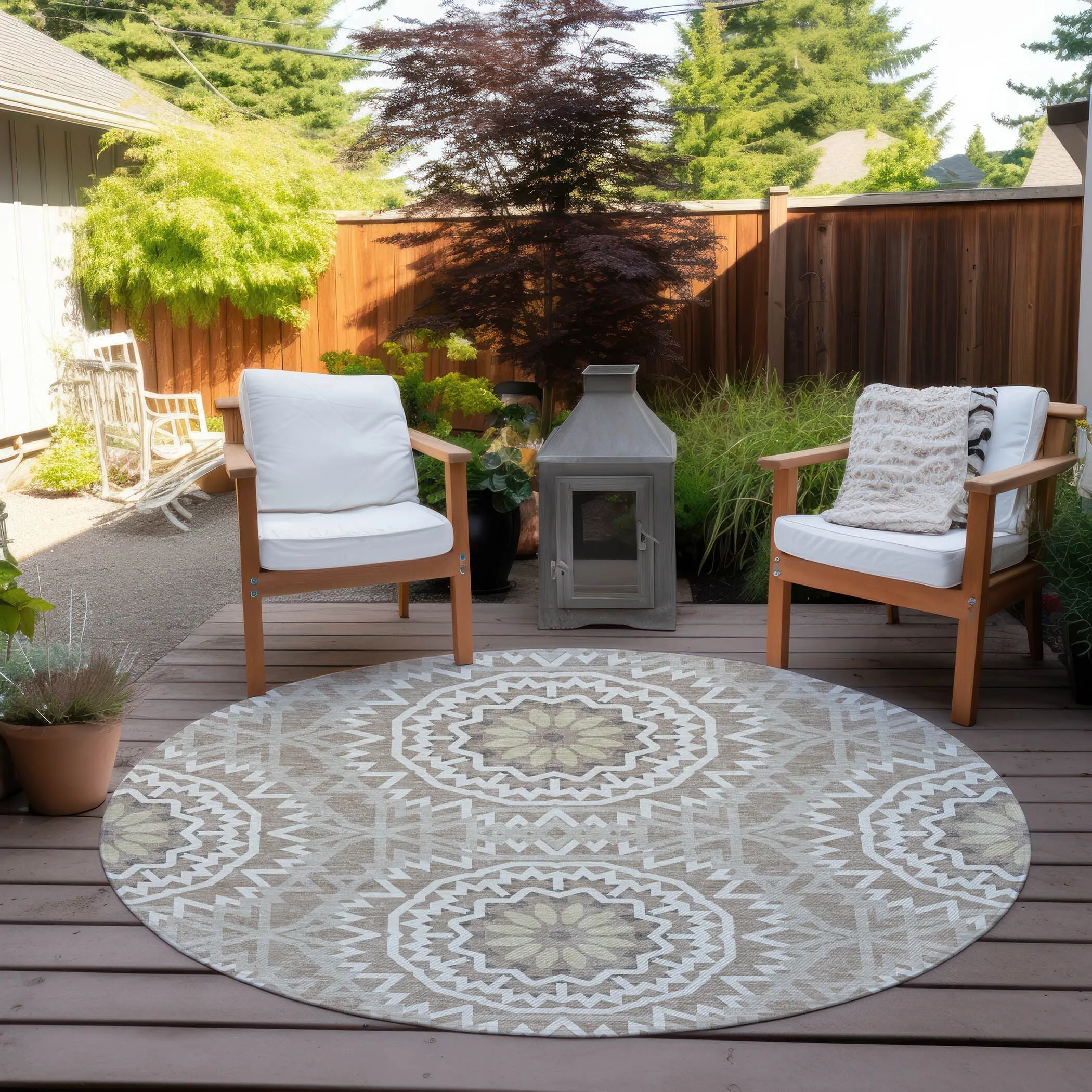 Machine Washable Indoor/ Outdoor Chantille Boho Global Rug