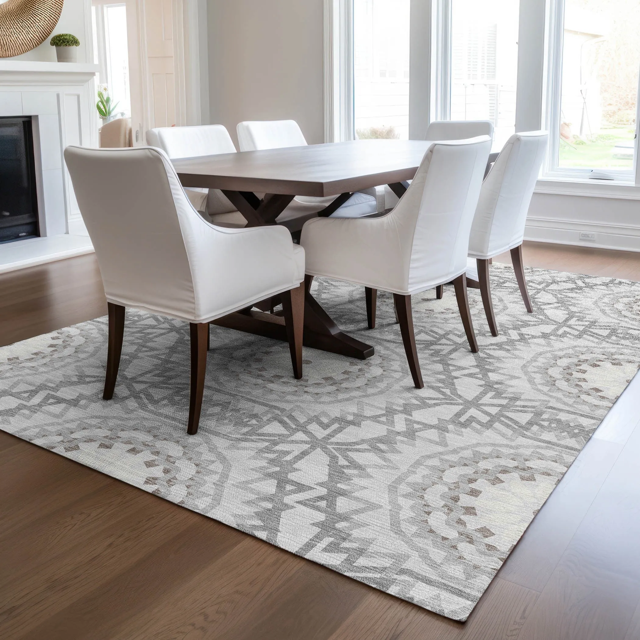 Machine Washable Indoor/ Outdoor Chantille Boho Global Rug