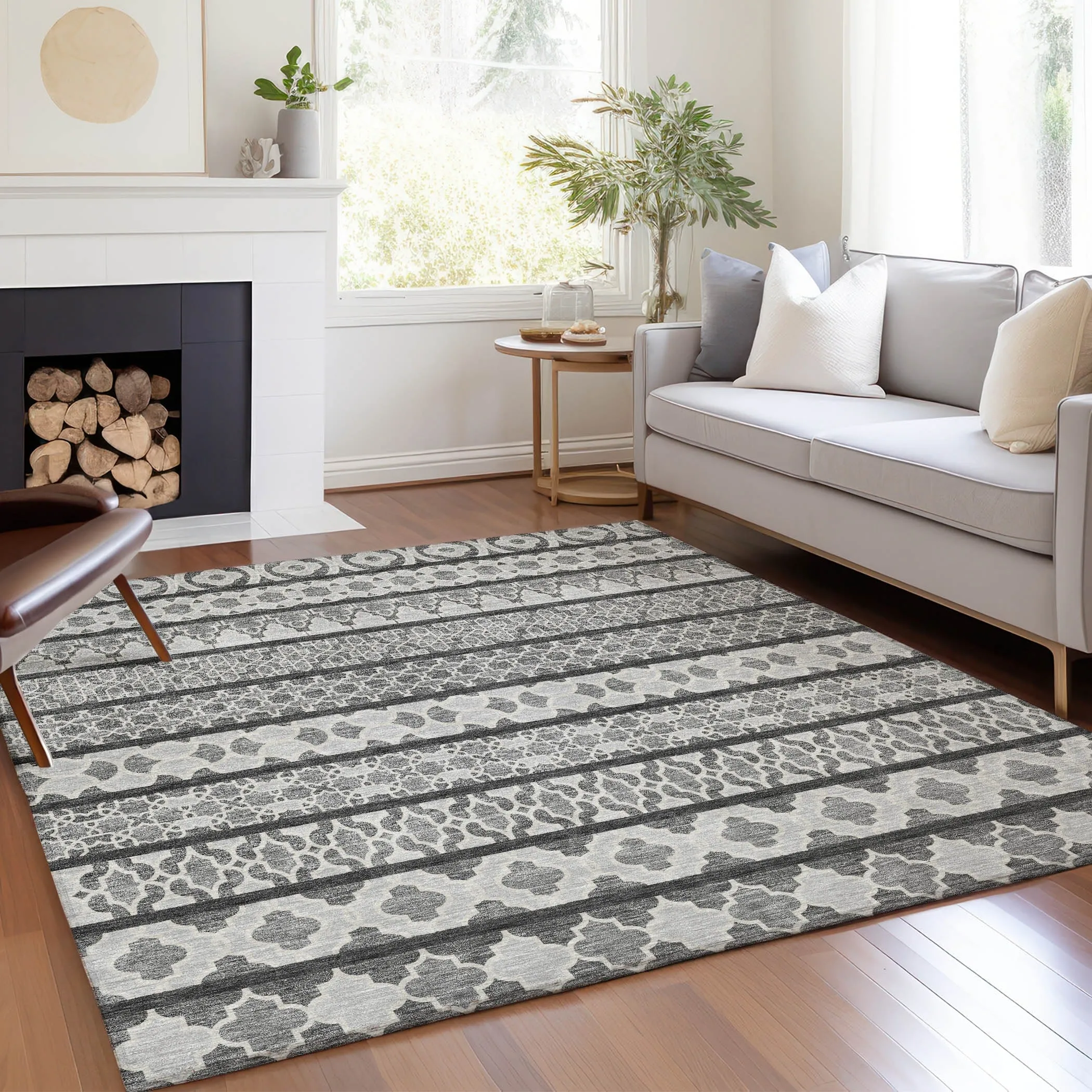 Machine Washable Indoor/ Outdoor Chantille Boho Stripe Rug