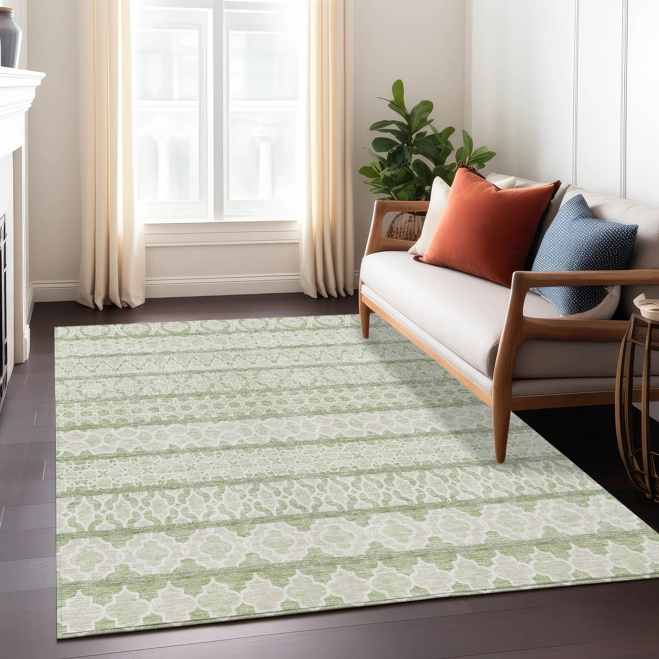 Machine Washable Indoor/ Outdoor Chantille Boho Stripe Rug