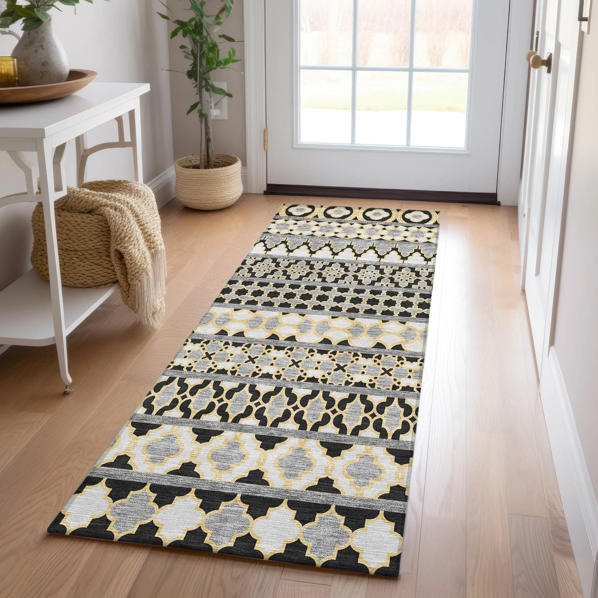 Machine Washable Indoor/ Outdoor Chantille Boho Stripe Rug