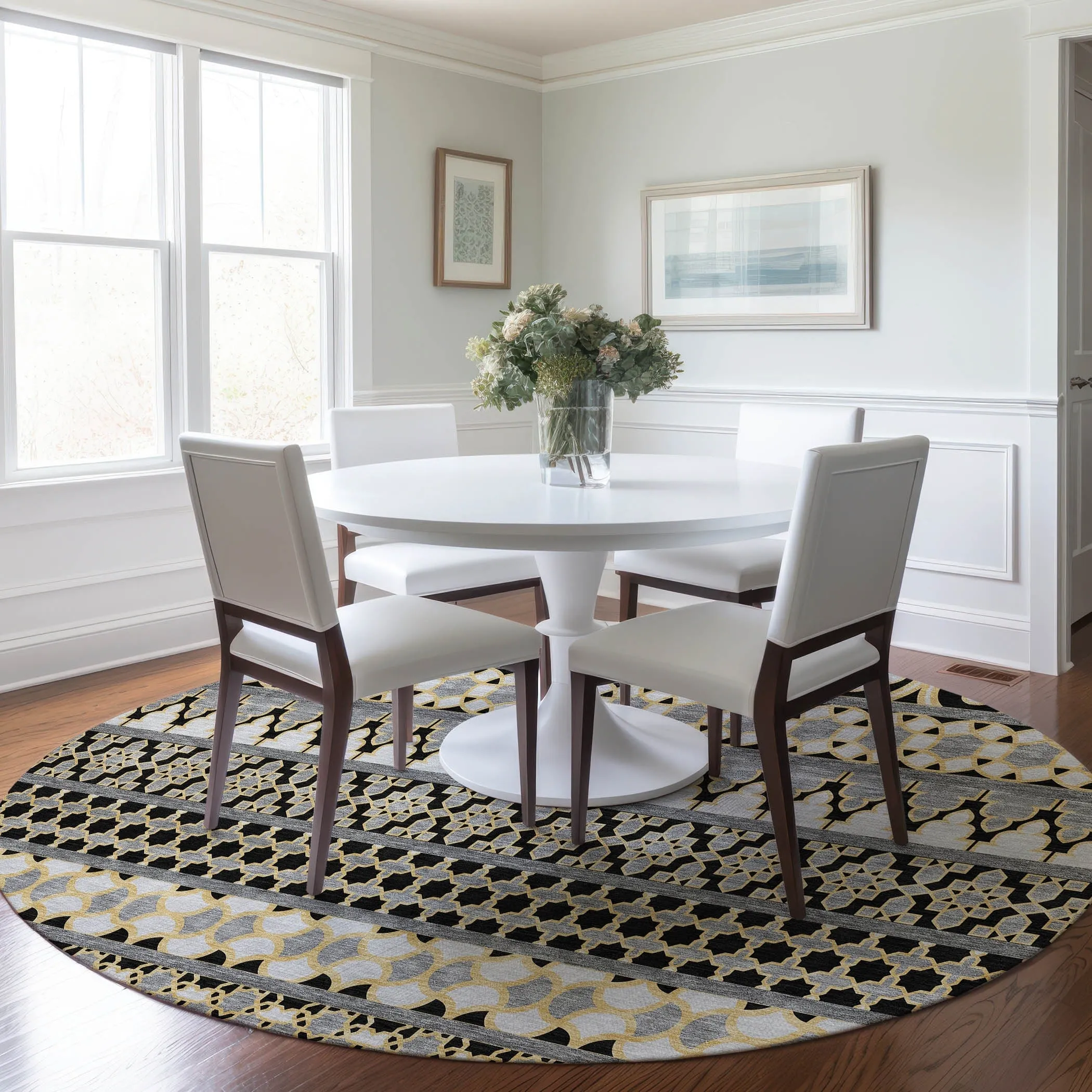 Machine Washable Indoor/ Outdoor Chantille Boho Stripe Rug