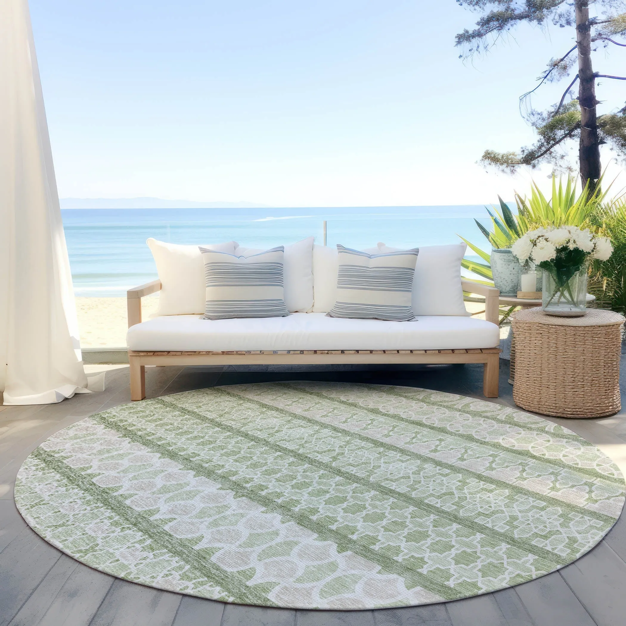 Machine Washable Indoor/ Outdoor Chantille Boho Stripe Rug