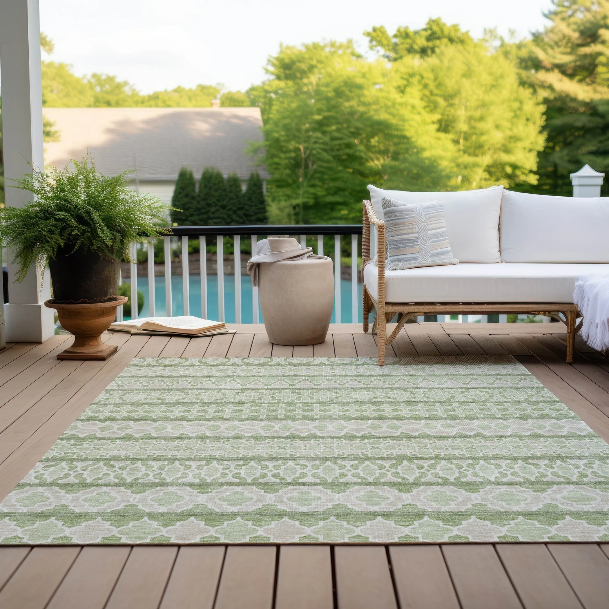 Machine Washable Indoor/ Outdoor Chantille Boho Stripe Rug