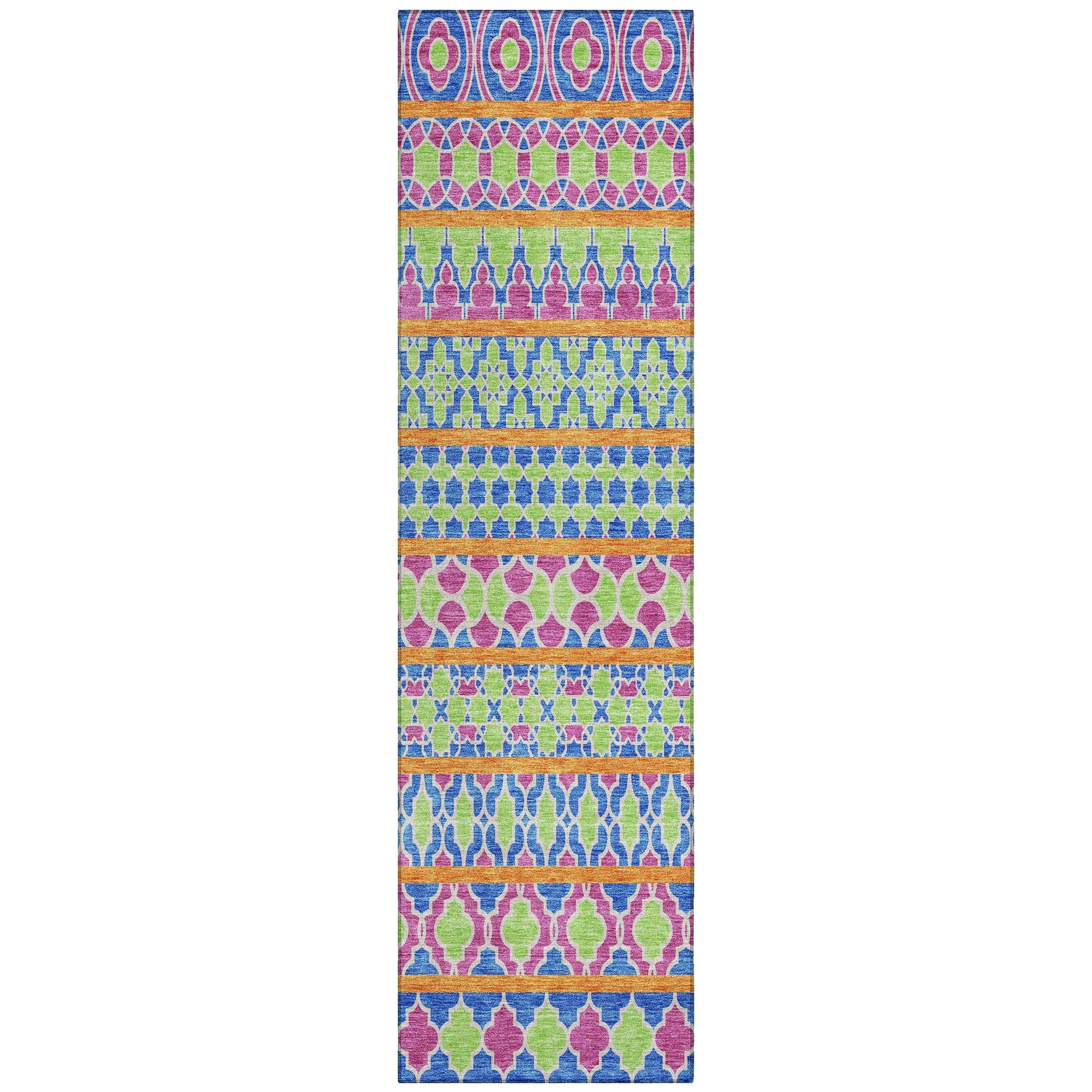 Machine Washable Indoor/ Outdoor Chantille Boho Stripe Rug