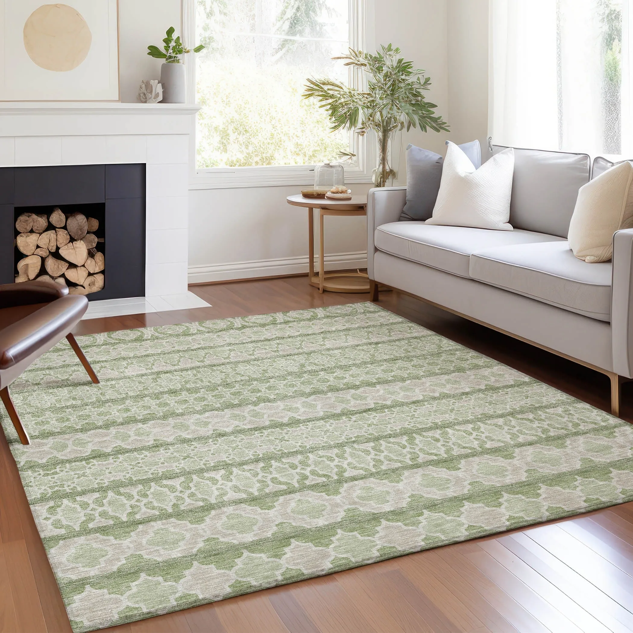 Machine Washable Indoor/ Outdoor Chantille Boho Stripe Rug