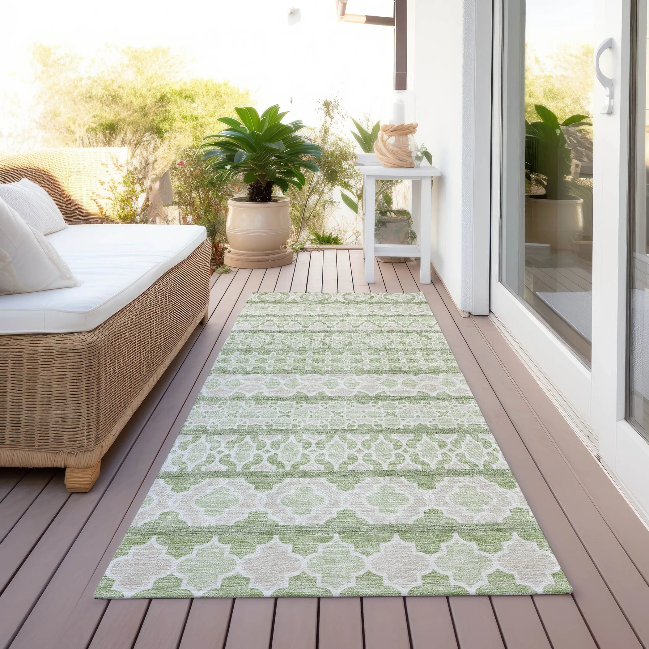 Machine Washable Indoor/ Outdoor Chantille Boho Stripe Rug
