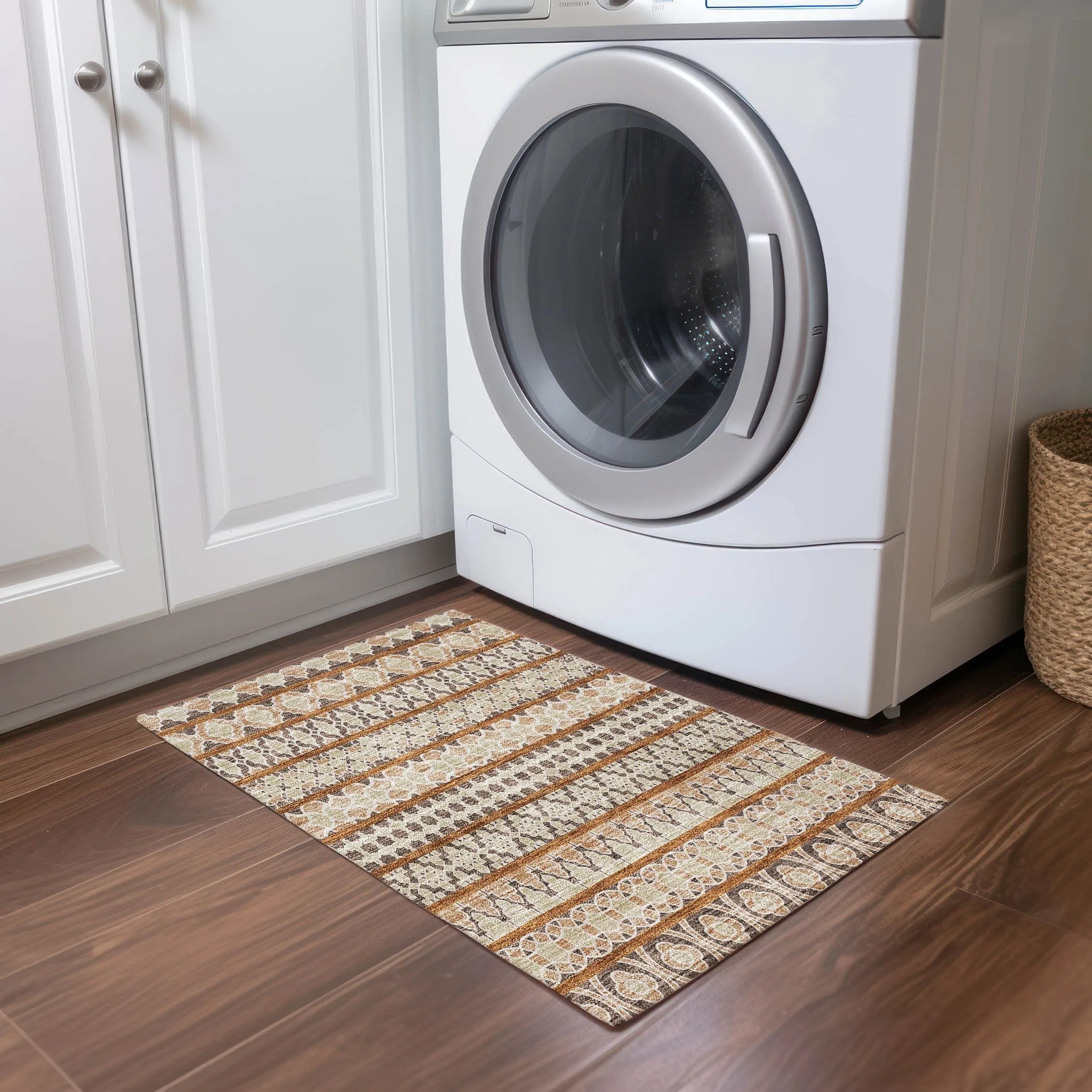 Machine Washable Indoor/ Outdoor Chantille Boho Stripe Rug