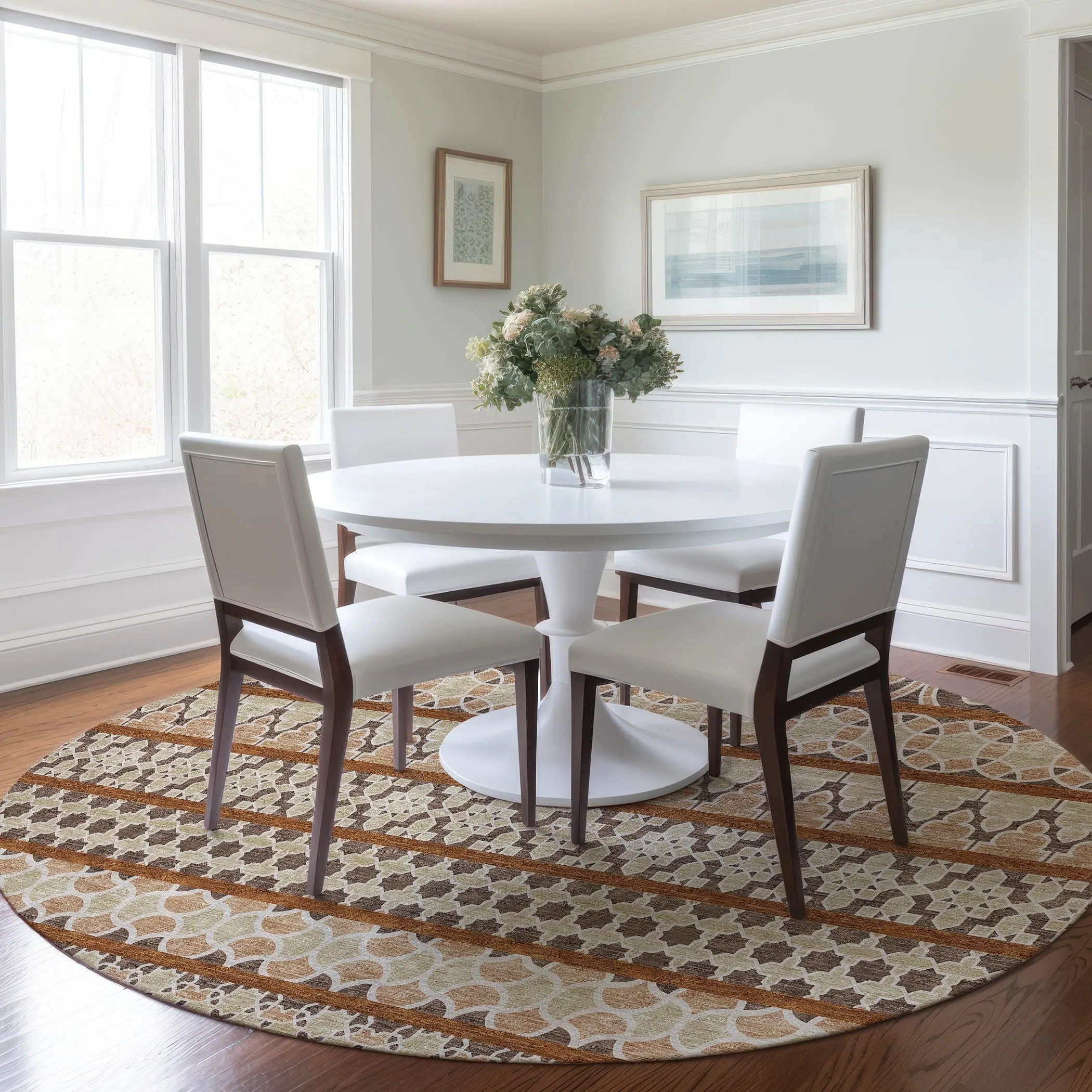 Machine Washable Indoor/ Outdoor Chantille Boho Stripe Rug