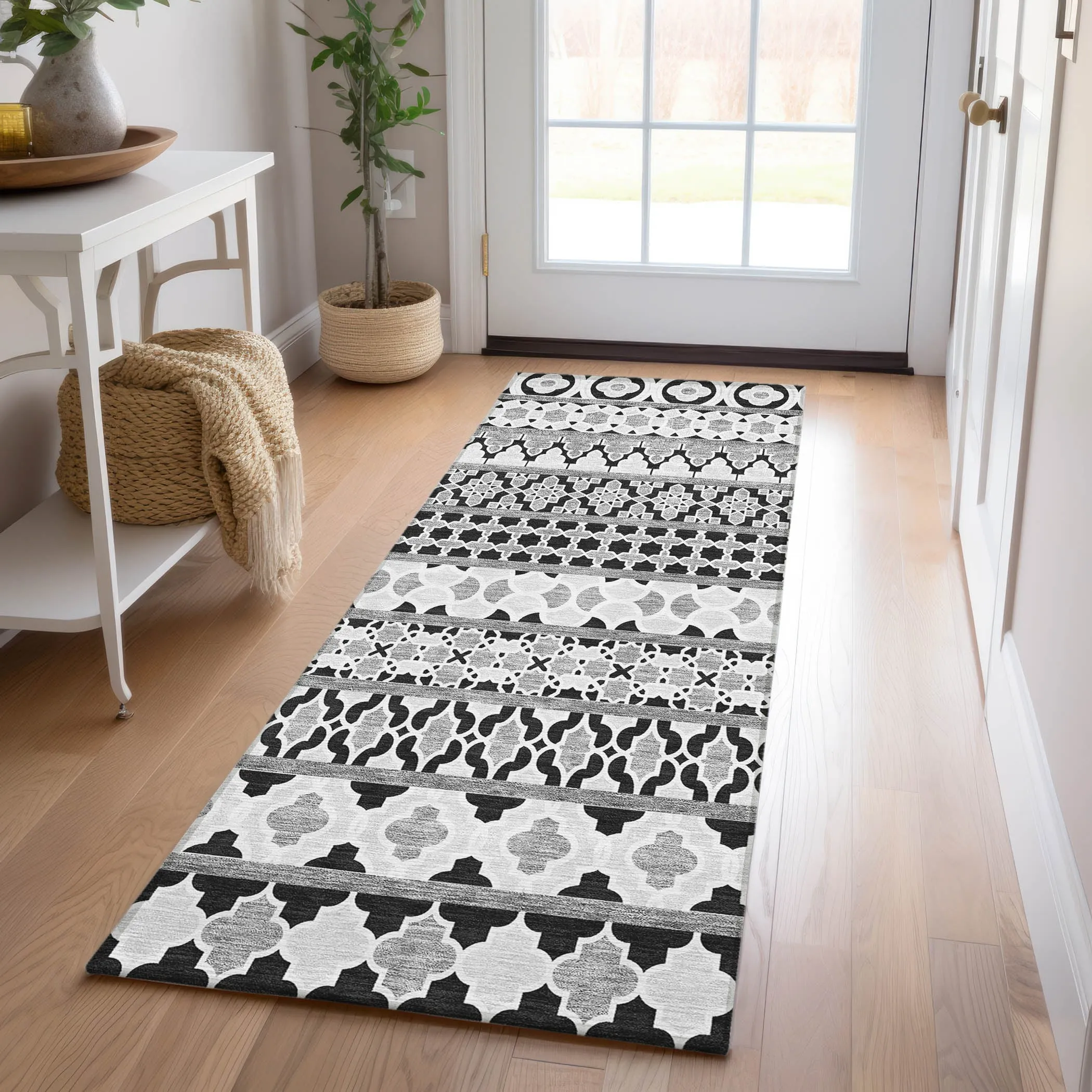 Machine Washable Indoor/ Outdoor Chantille Boho Stripe Rug