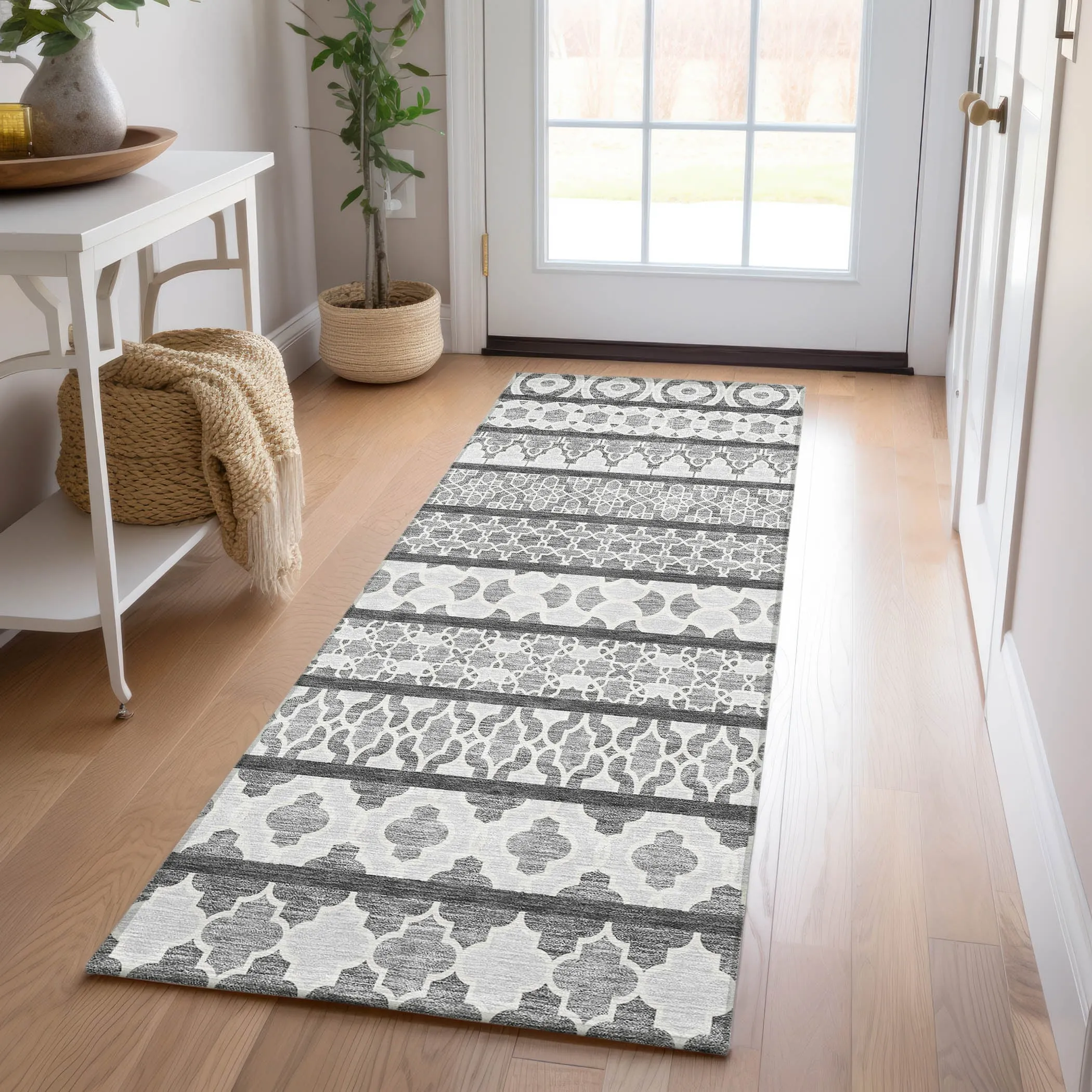 Machine Washable Indoor/ Outdoor Chantille Boho Stripe Rug