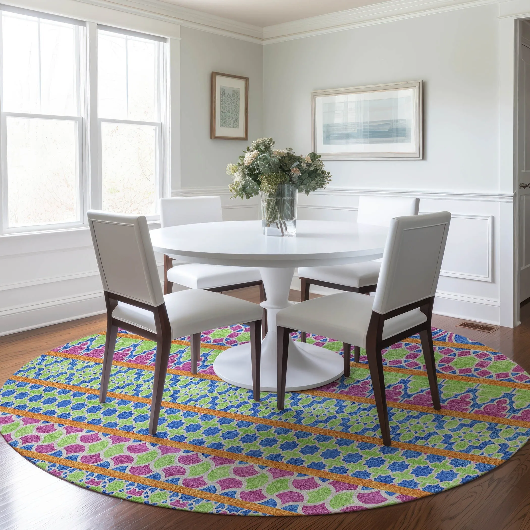 Machine Washable Indoor/ Outdoor Chantille Boho Stripe Rug