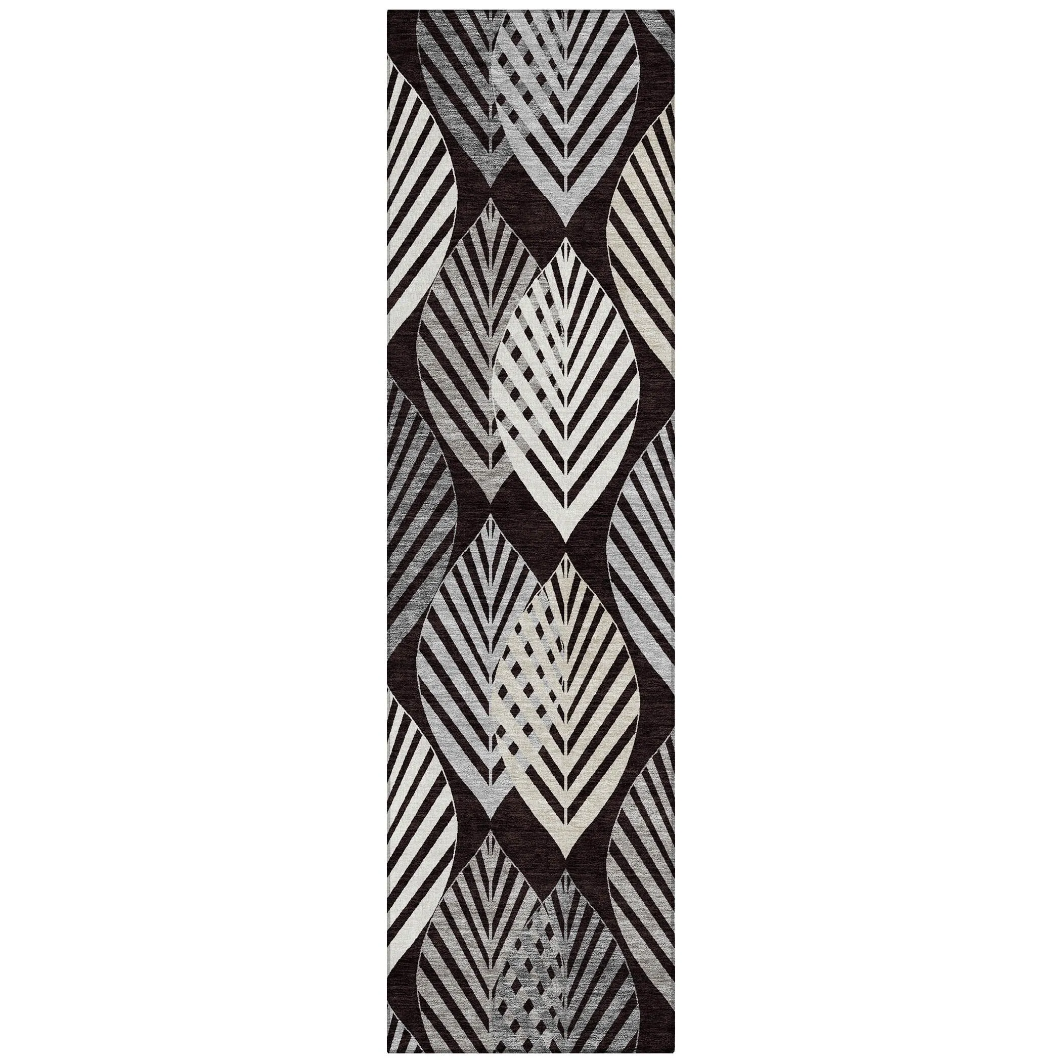Machine Washable Indoor/ Outdoor Chantille Casual Palm Rug