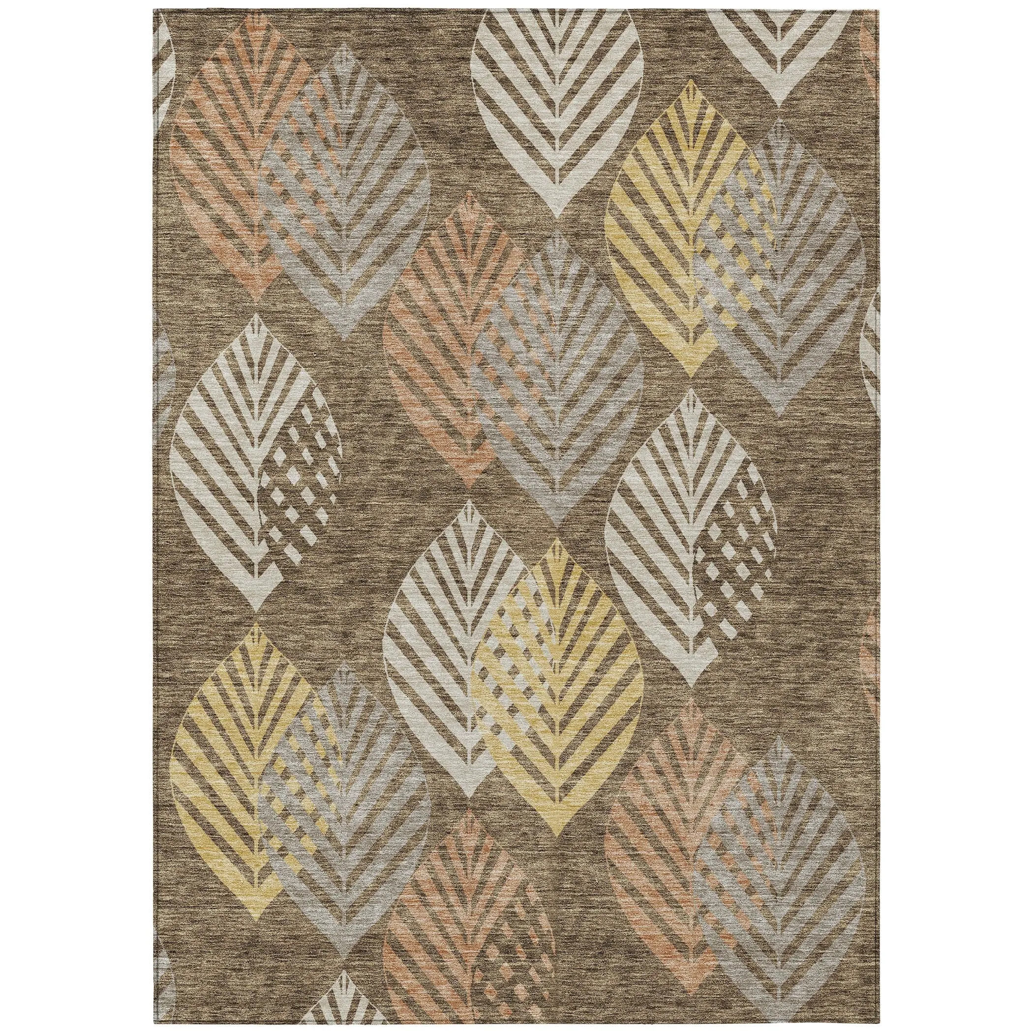 Machine Washable Indoor/ Outdoor Chantille Casual Palm Rug