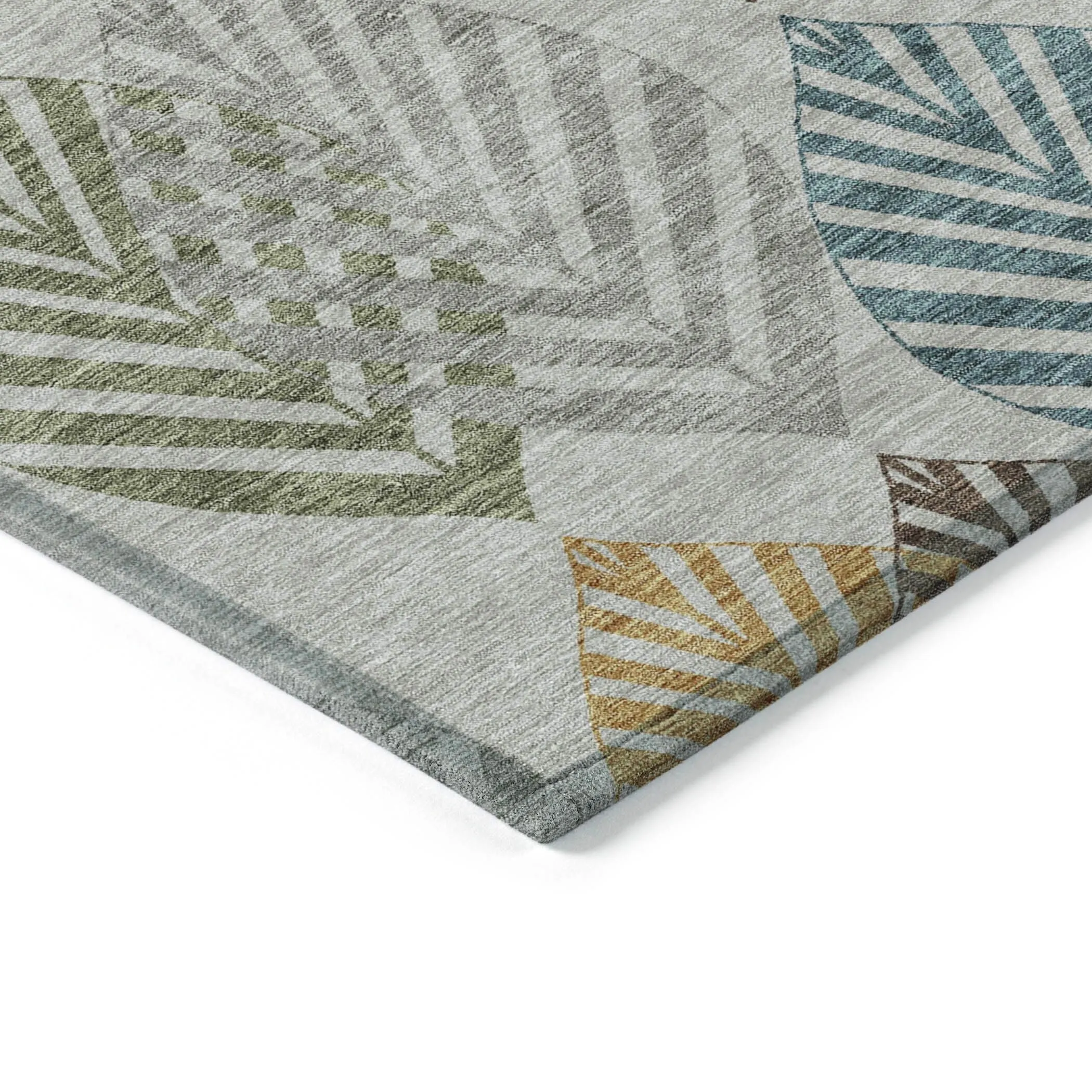 Machine Washable Indoor/ Outdoor Chantille Casual Palm Rug