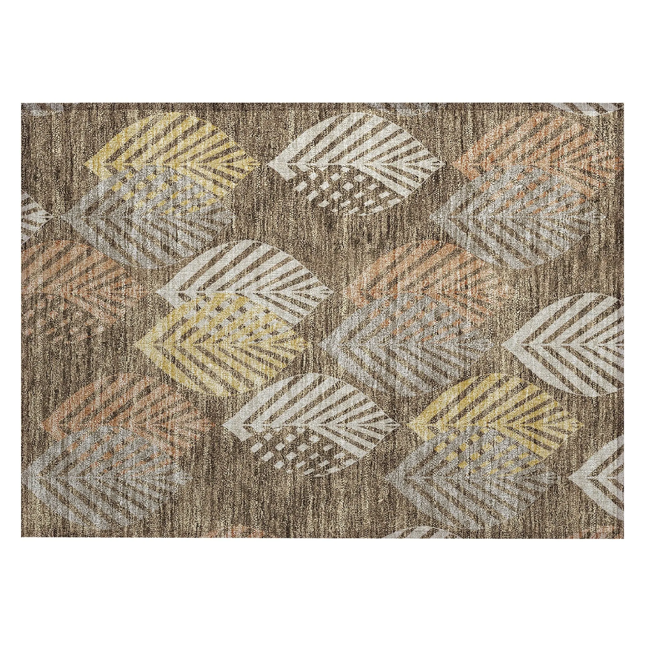 Machine Washable Indoor/ Outdoor Chantille Casual Palm Rug