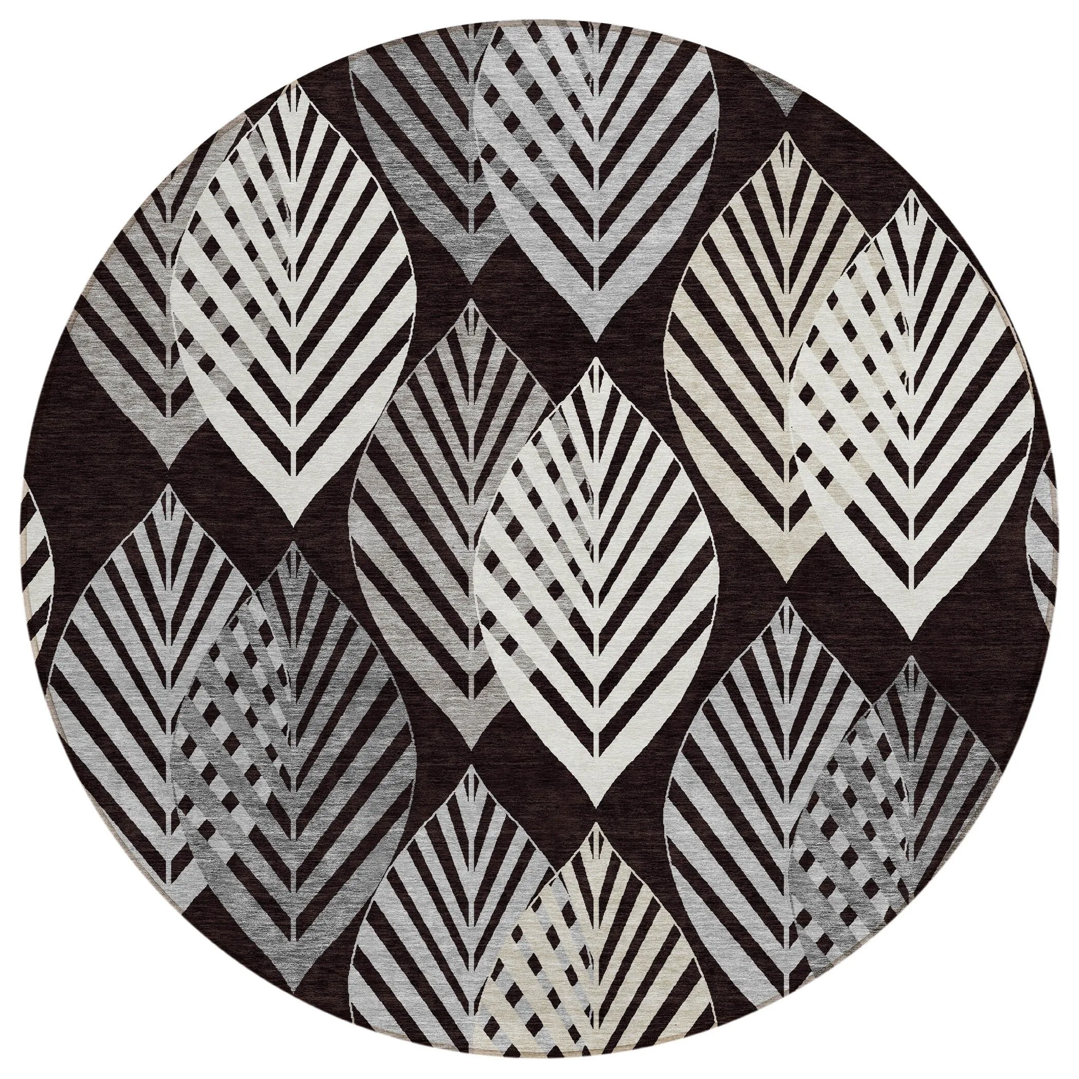 Machine Washable Indoor/ Outdoor Chantille Casual Palm Rug