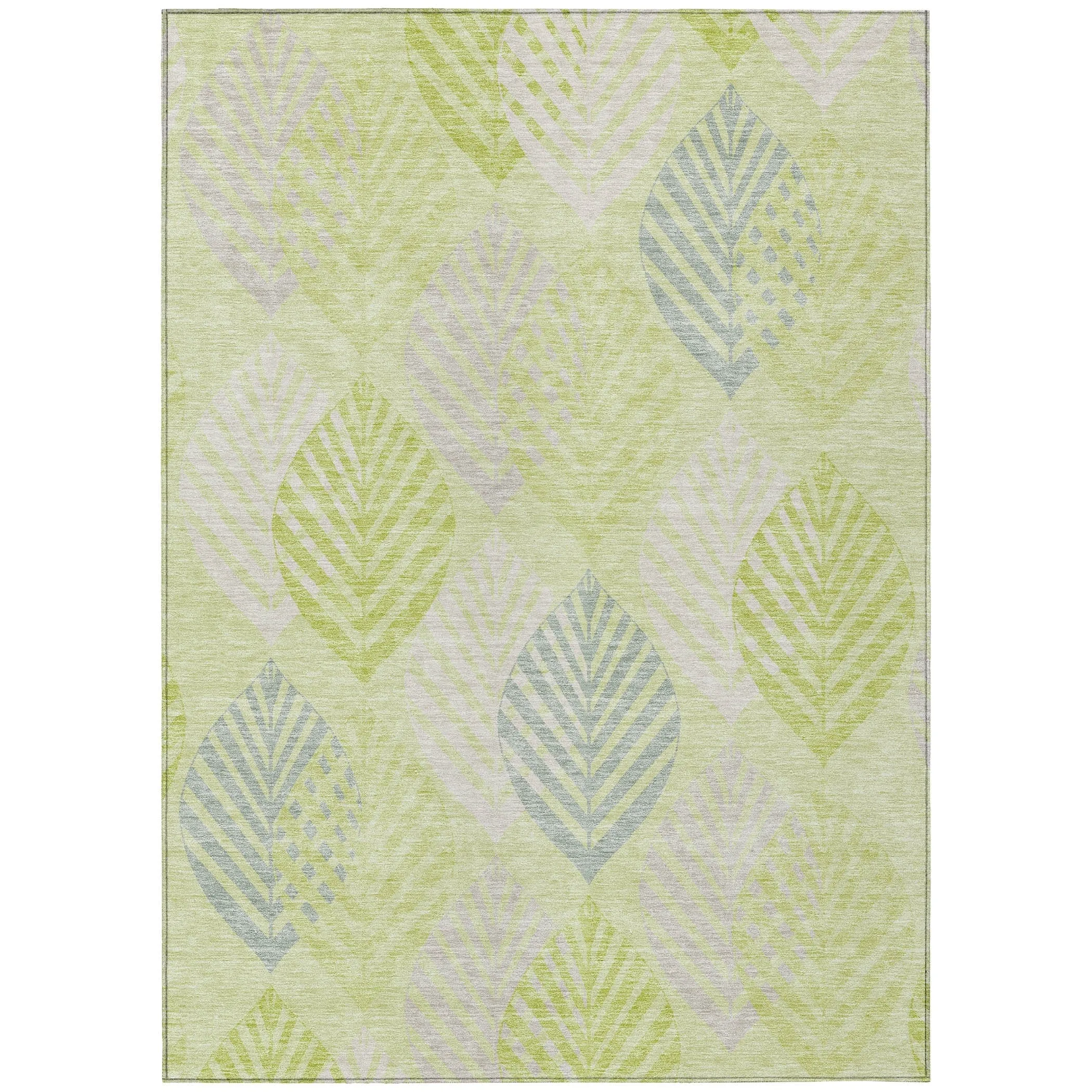 Machine Washable Indoor/ Outdoor Chantille Casual Palm Rug