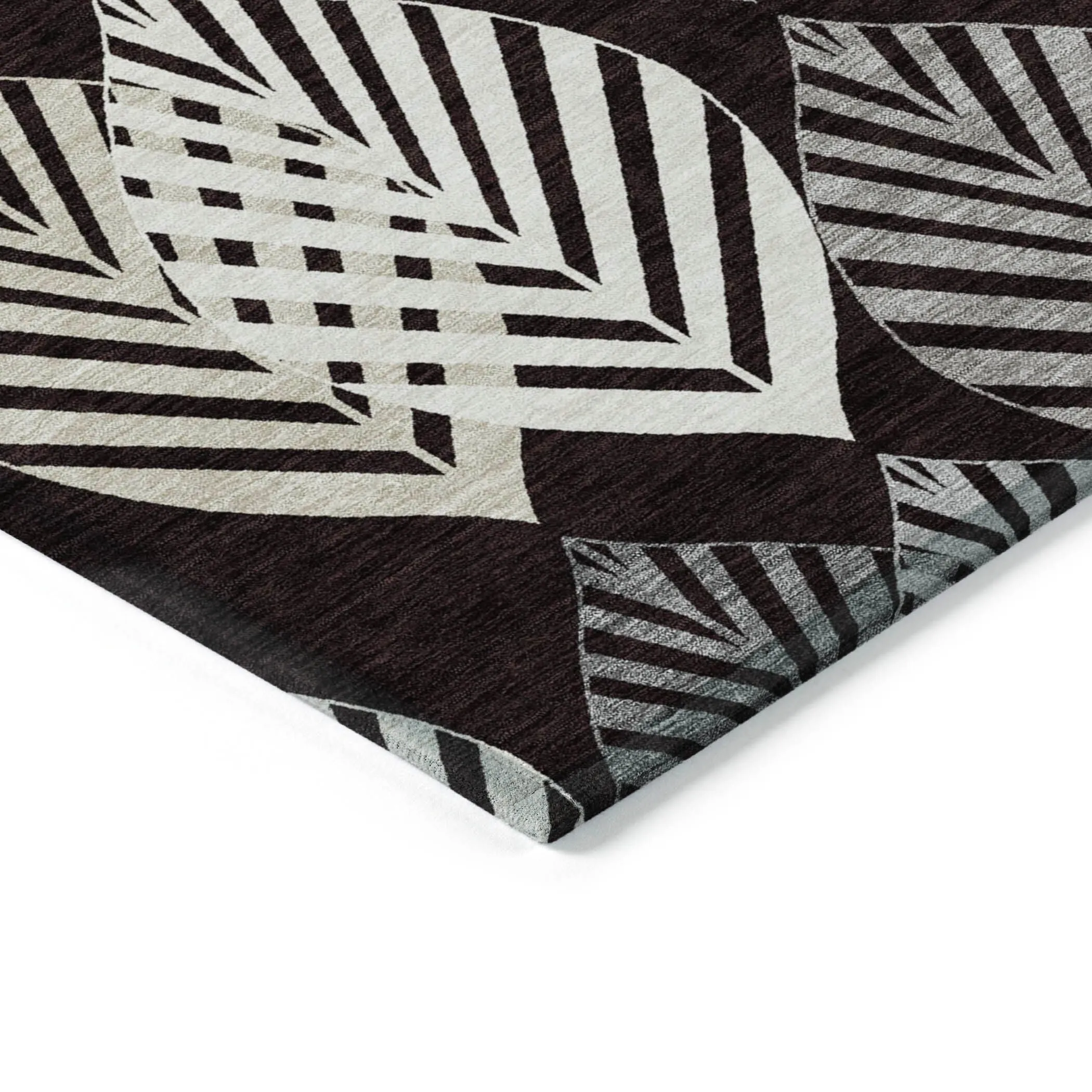 Machine Washable Indoor/ Outdoor Chantille Casual Palm Rug
