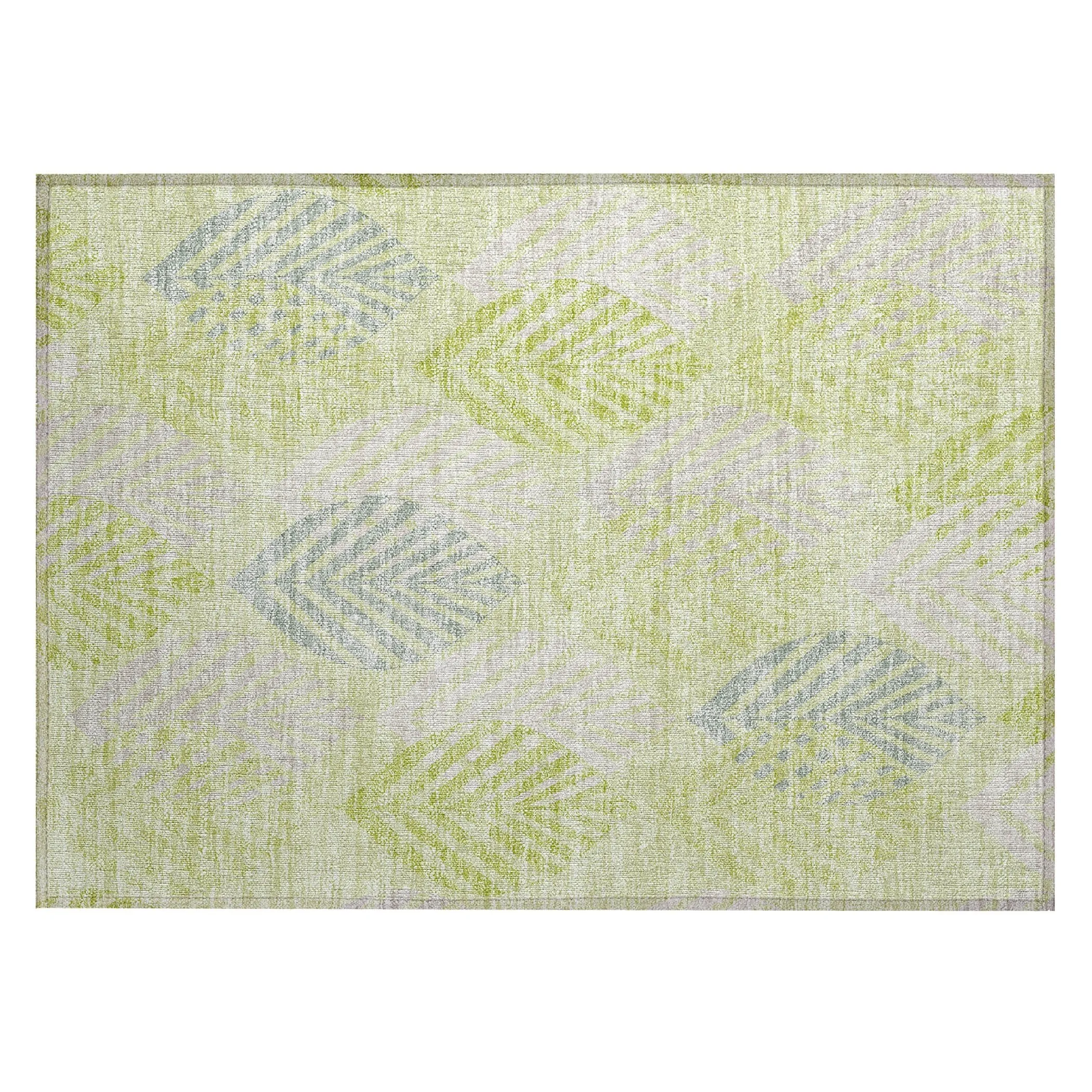 Machine Washable Indoor/ Outdoor Chantille Casual Palm Rug
