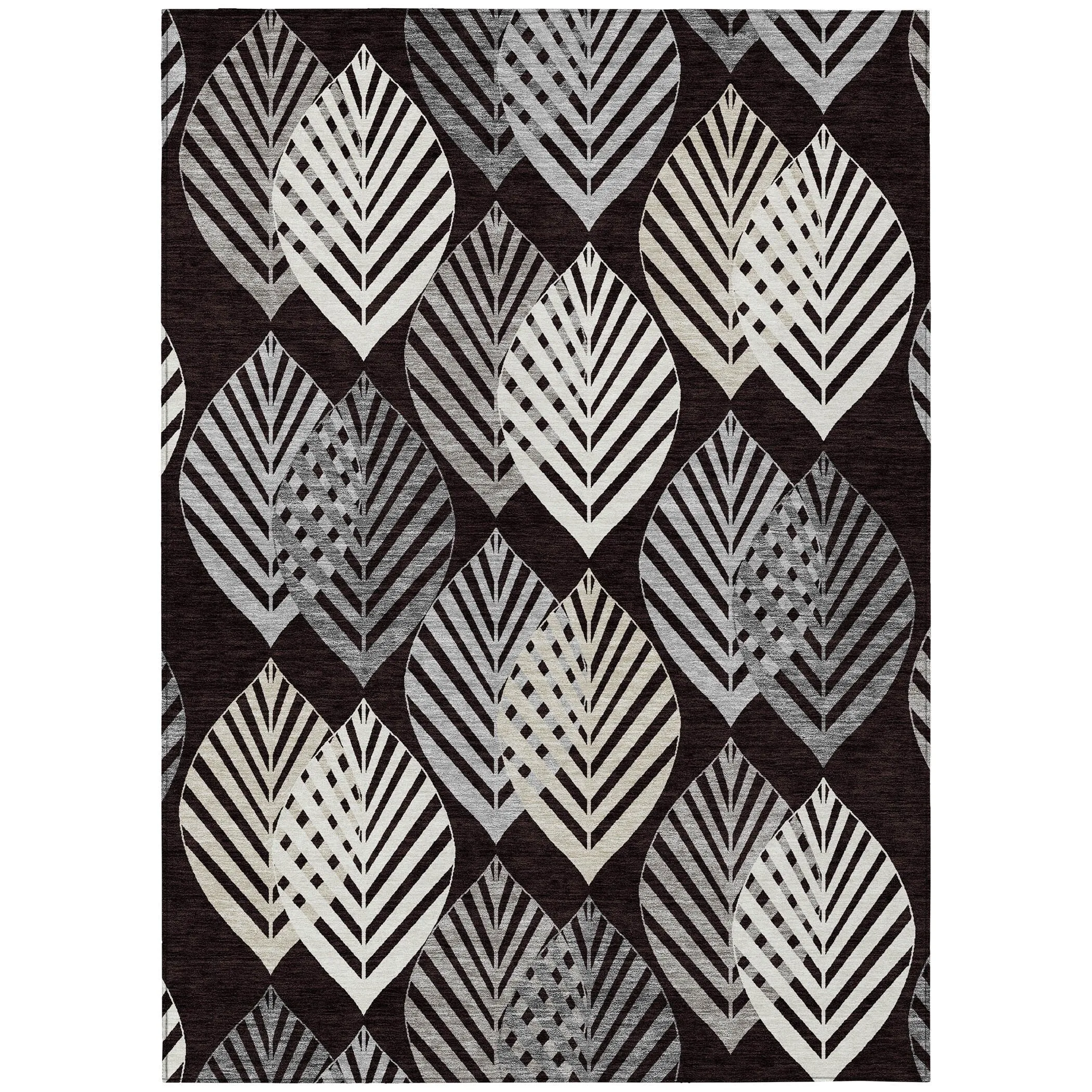 Machine Washable Indoor/ Outdoor Chantille Casual Palm Rug