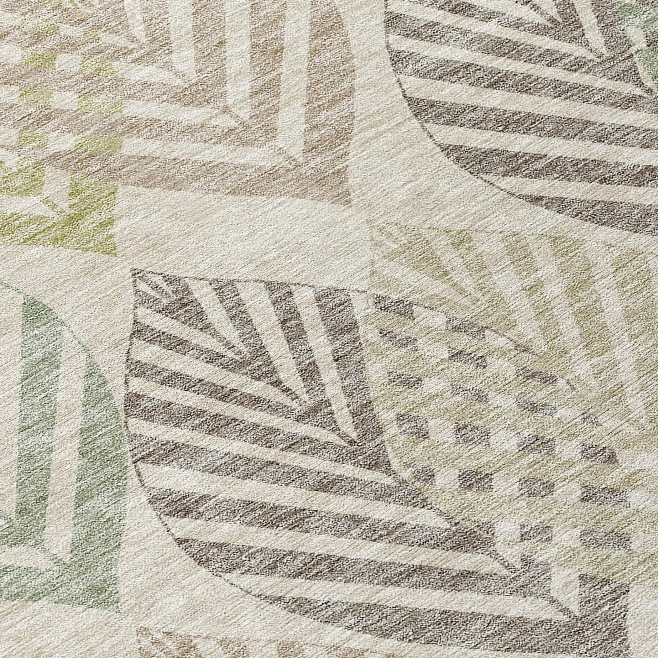 Machine Washable Indoor/ Outdoor Chantille Casual Palm Rug