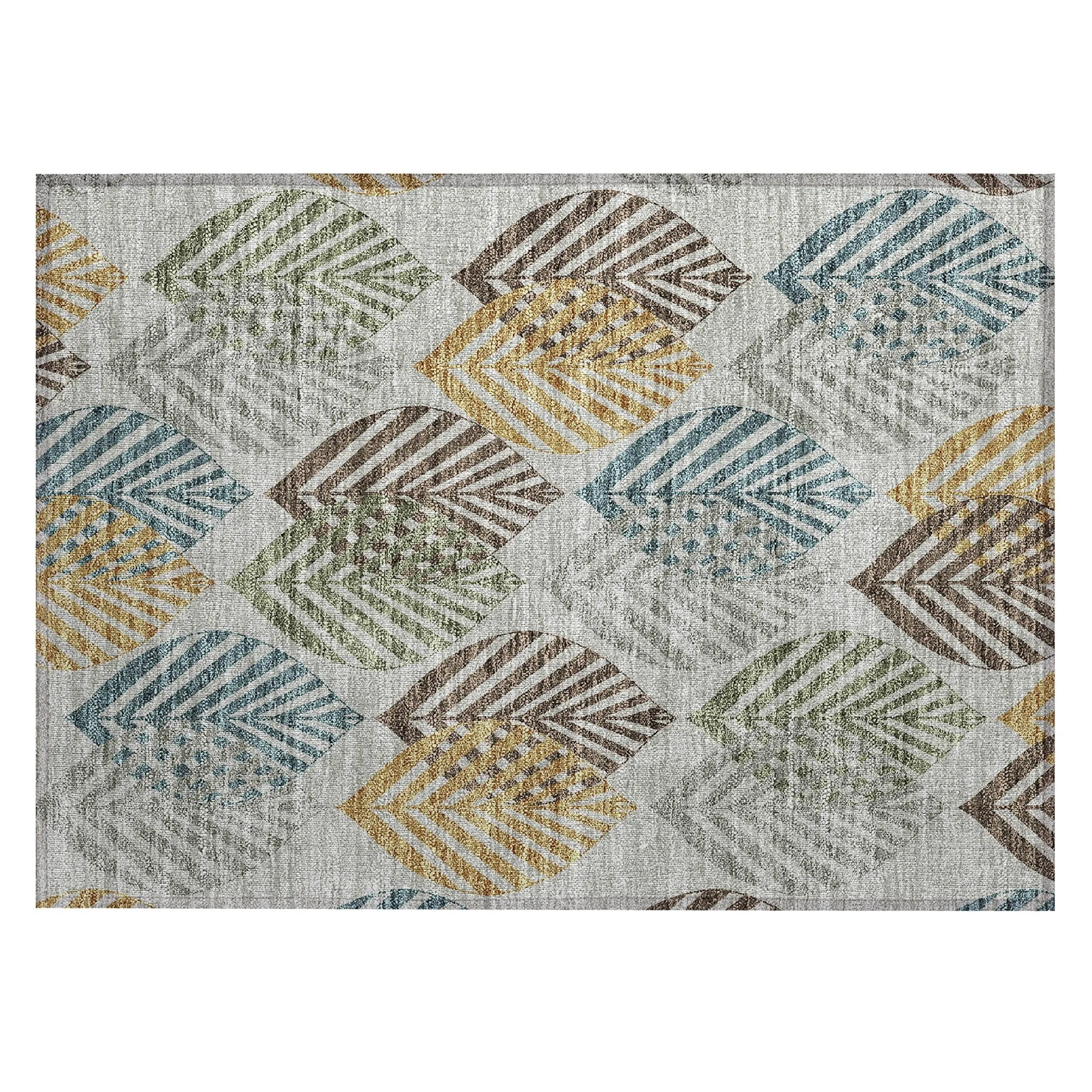 Machine Washable Indoor/ Outdoor Chantille Casual Palm Rug