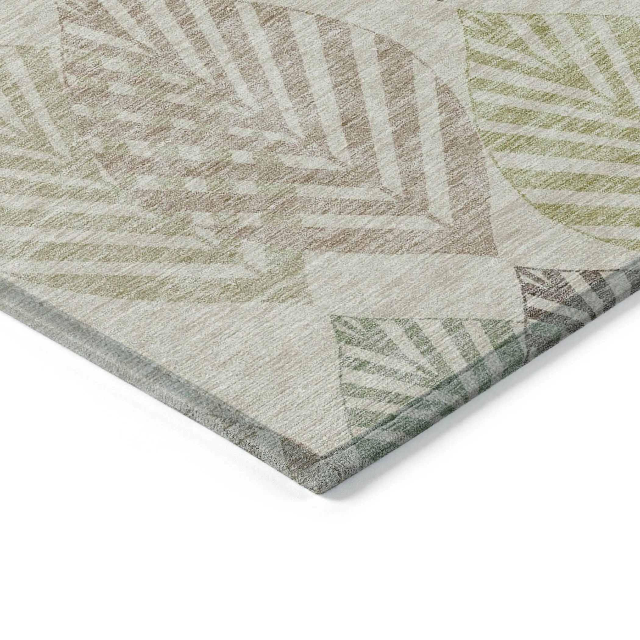 Machine Washable Indoor/ Outdoor Chantille Casual Palm Rug