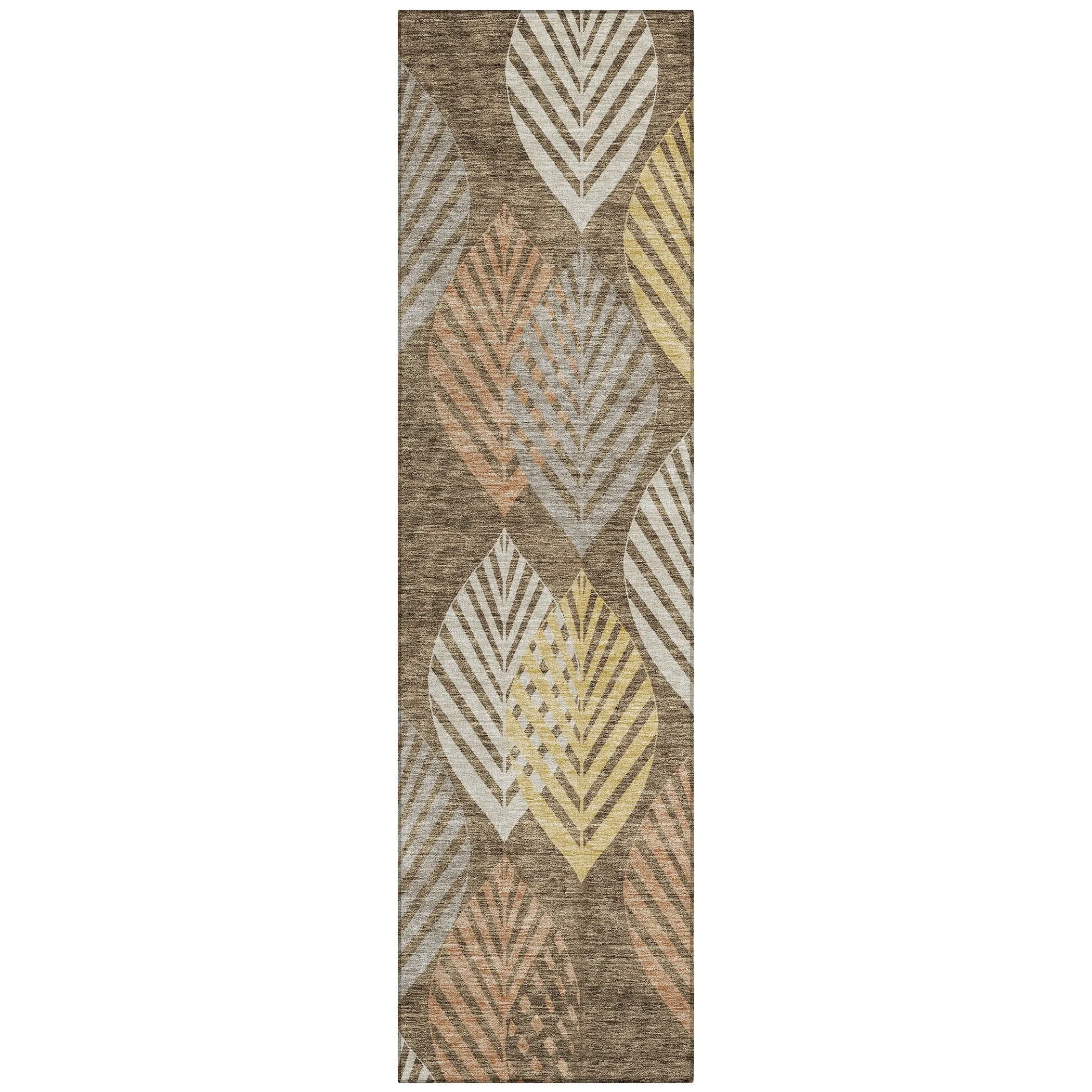 Machine Washable Indoor/ Outdoor Chantille Casual Palm Rug