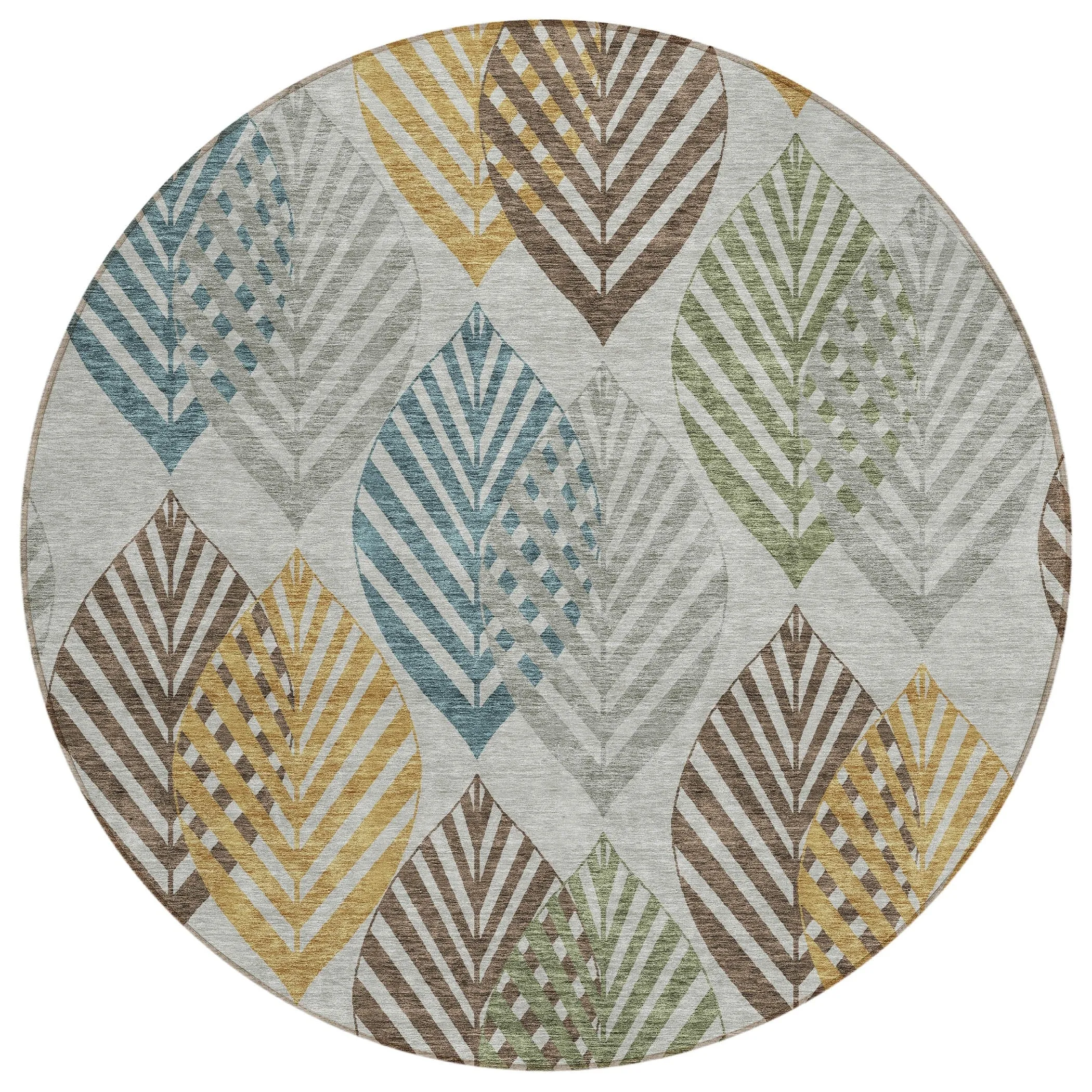 Machine Washable Indoor/ Outdoor Chantille Casual Palm Rug